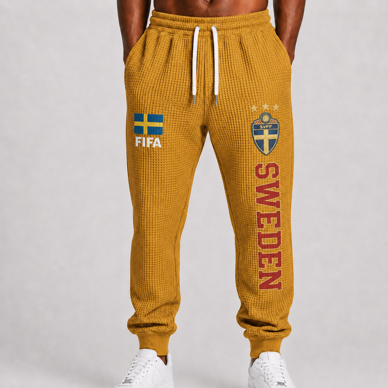 FIFA 2026 Sweden Printed Waffle Football Fan Pants