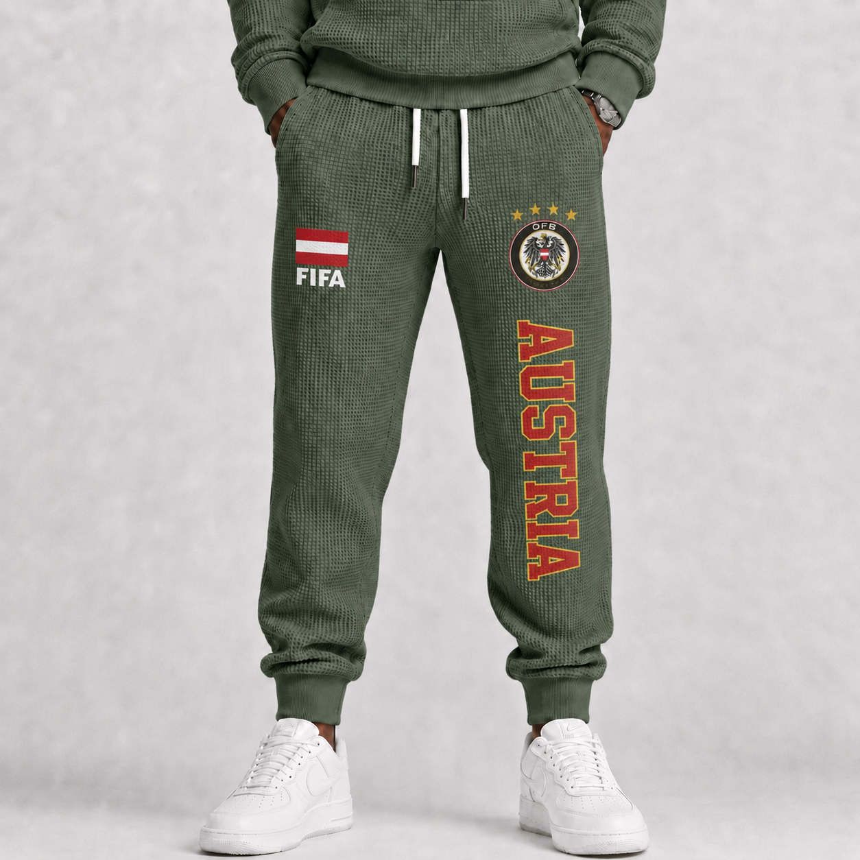 FIFA 2026 Austria Printed Waffle Football Fan Pants