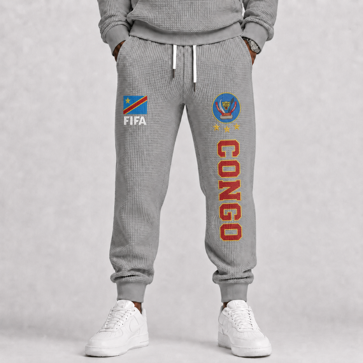 FIFA 2026 Democratic Republic Of The Congo Printed Waffle Football Fan Pants