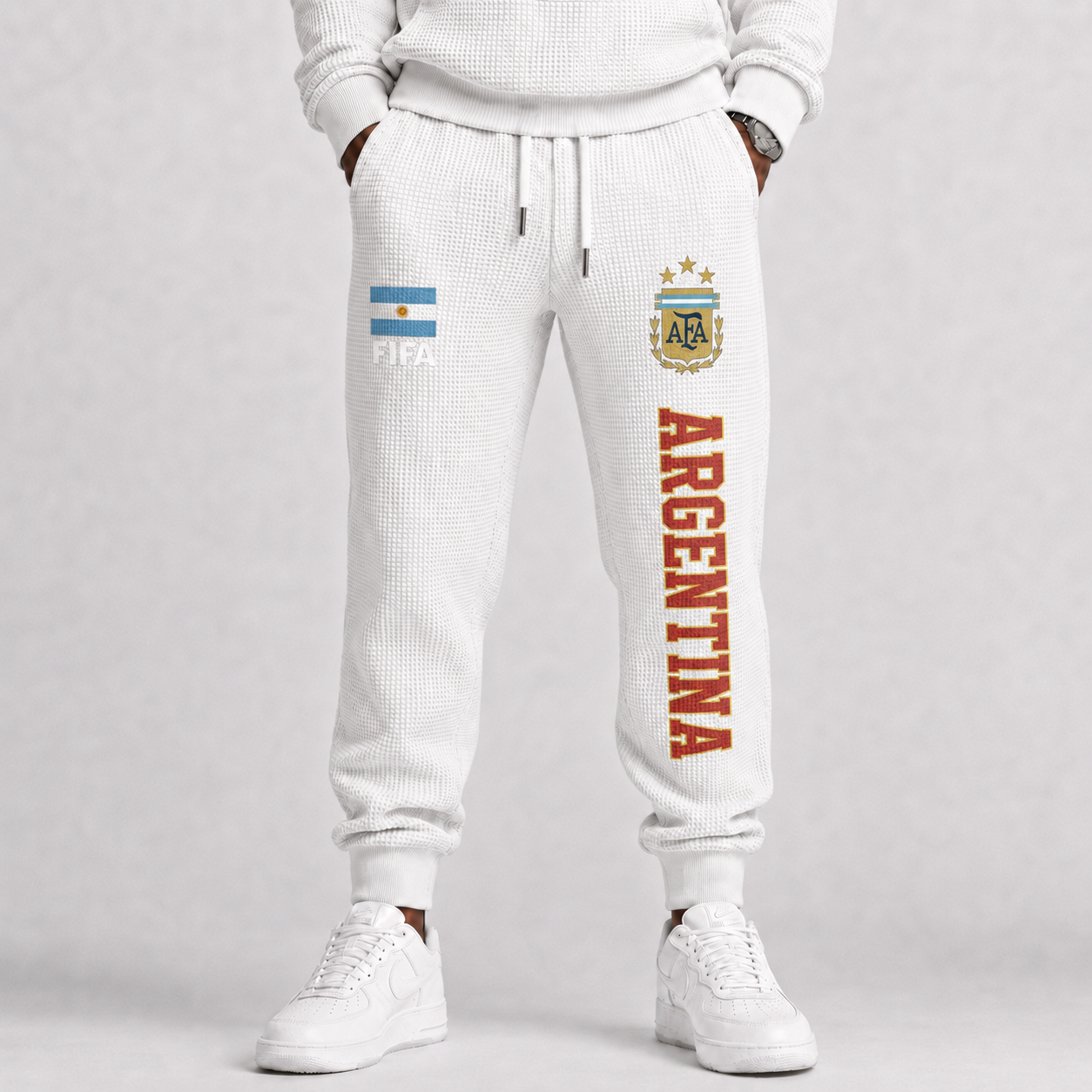 FIFA 2026 Argentina Printed Waffle Football Fan Pants