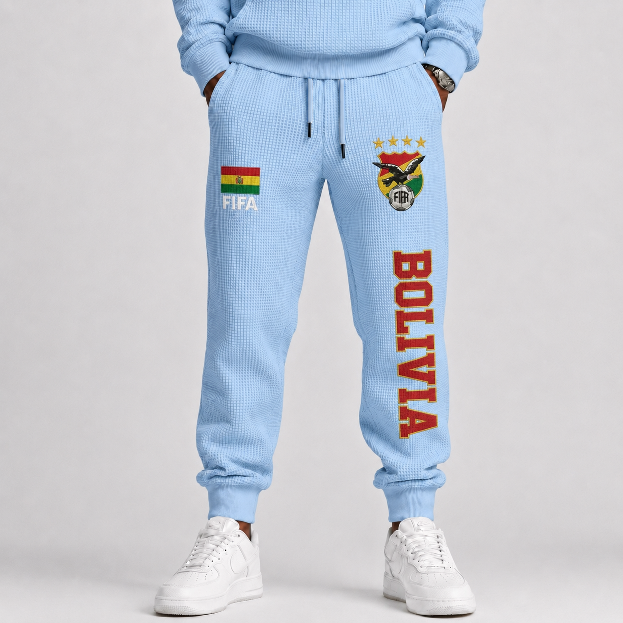 FIFA 2026 Bolivia Printed Waffle Football Fan Pants