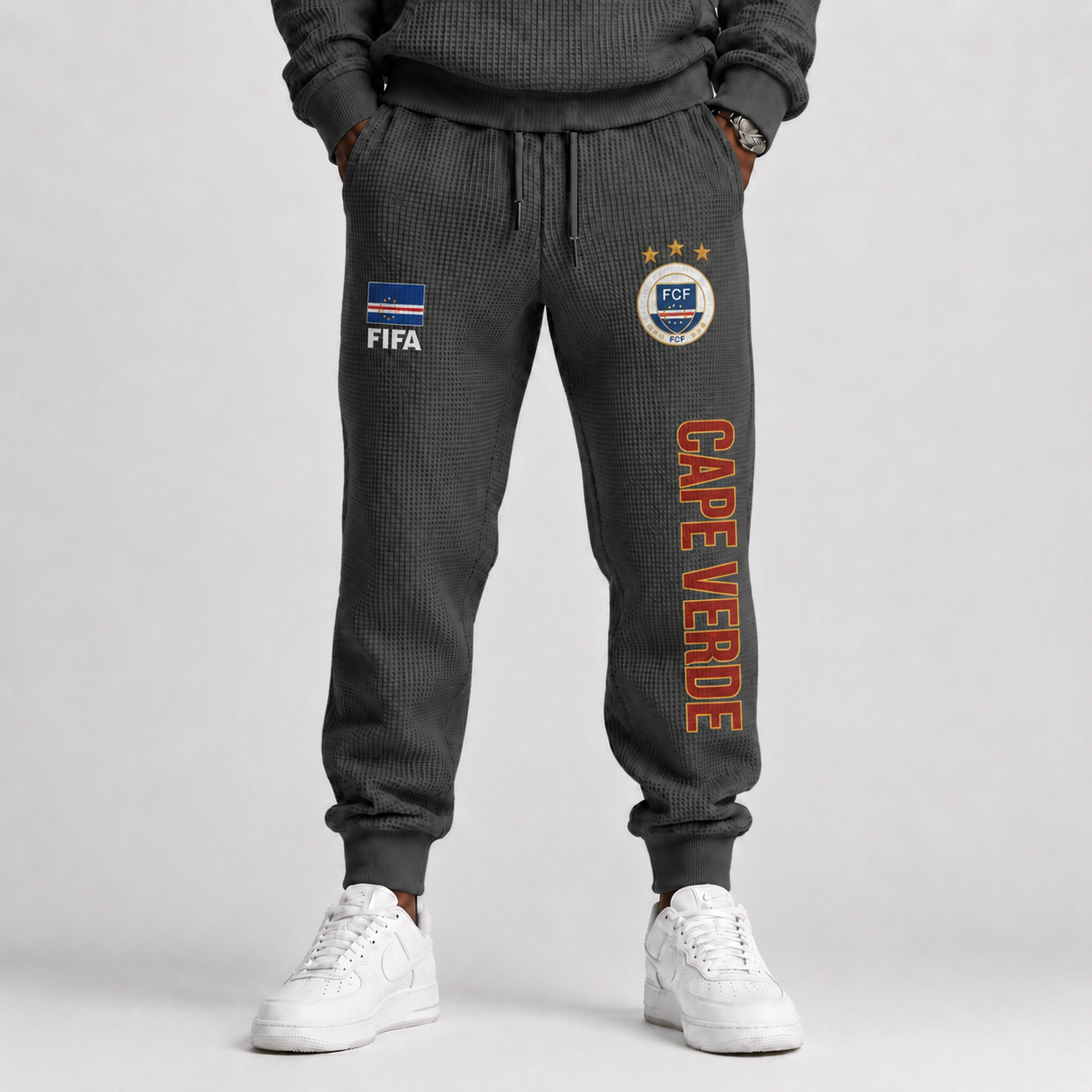 FIFA 2026 Cape Verde Printed Waffle Football Fan Pants
