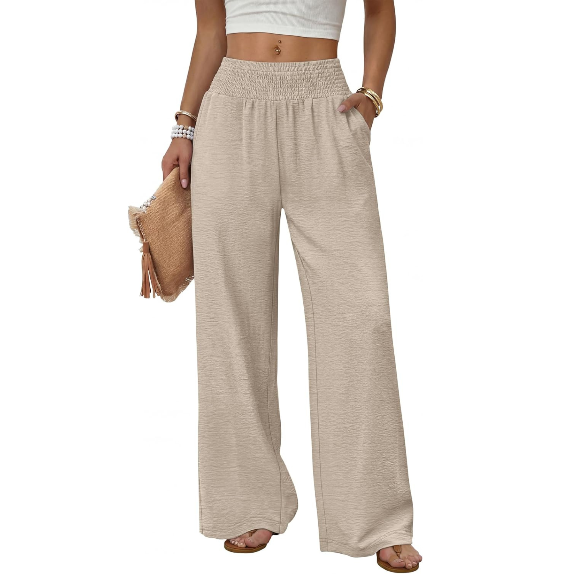 High Waist Wide Leg Lounge Pants with Side Pockets