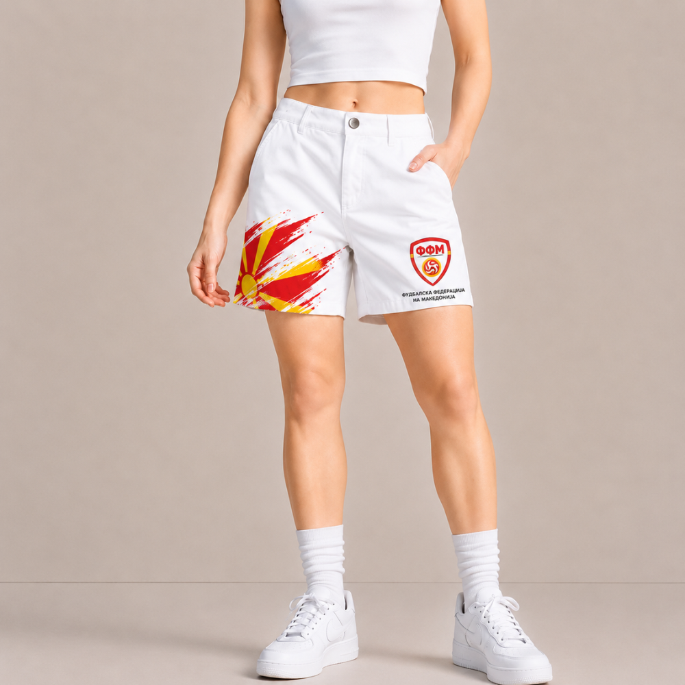 World Cup 2026 North Macedonia Football Fan Printed Twill Shorts