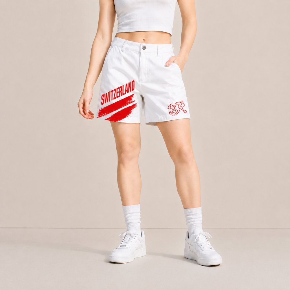 World Cup 2026 Switzerland Football Fan Printed Twill Shorts