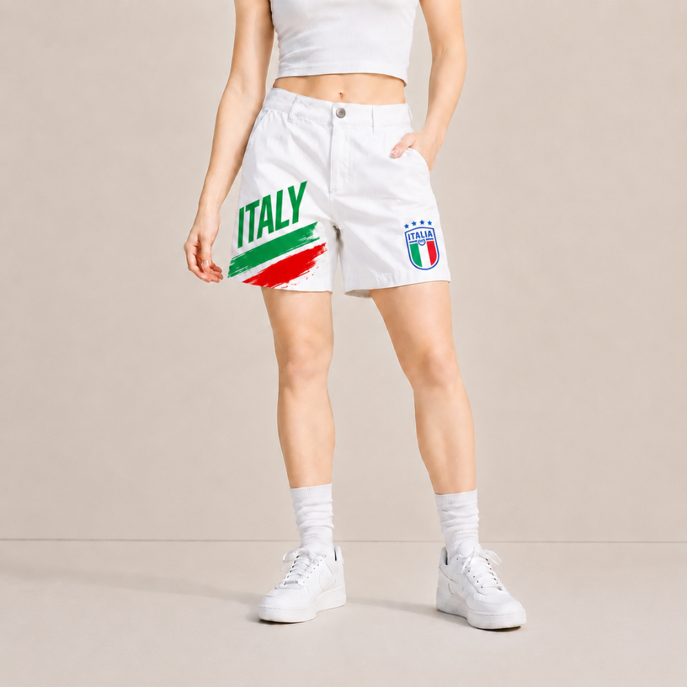 World Cup 2026 Italy Football Fan Printed Twill Shorts