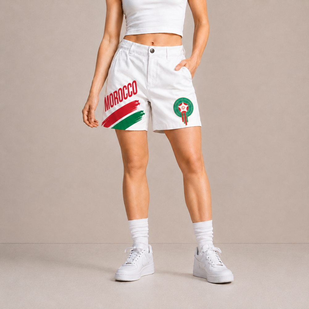 World Cup 2026 Morocco Football Fan Printed Twill Shorts