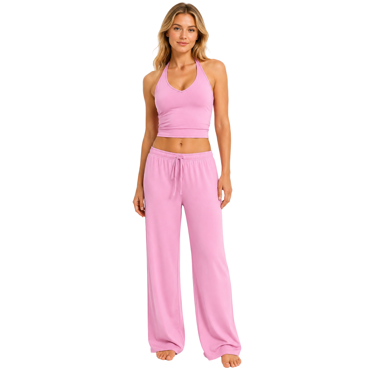 Crop Tank Top And Wide Fit Trouser Set For Women