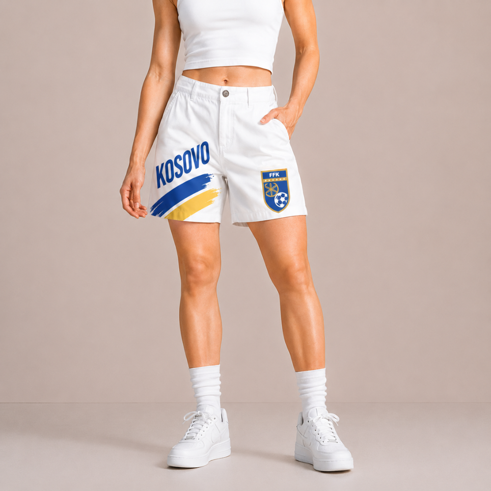 World Cup 2026 Kosovo Football Fan Printed Twill Shorts