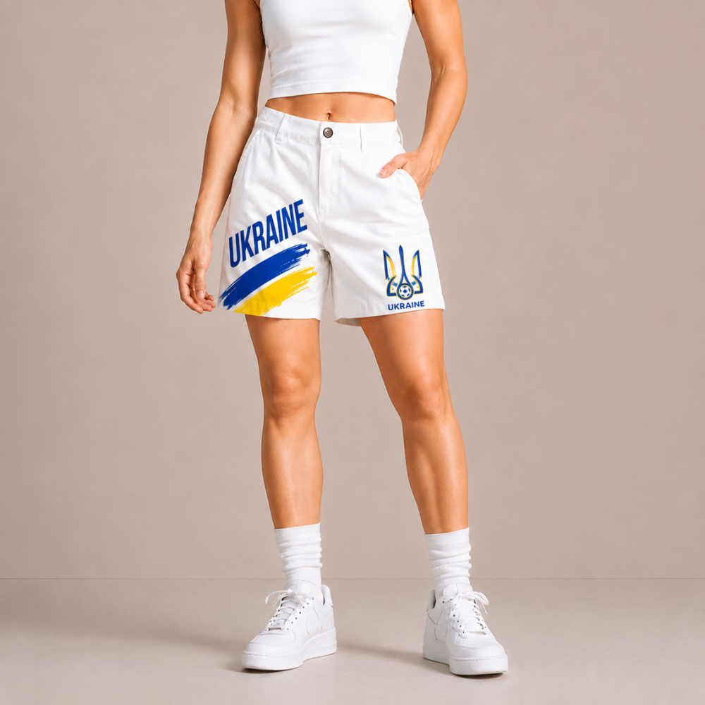 World Cup 2026 Ukraine Football Fan Printed Twill Shorts