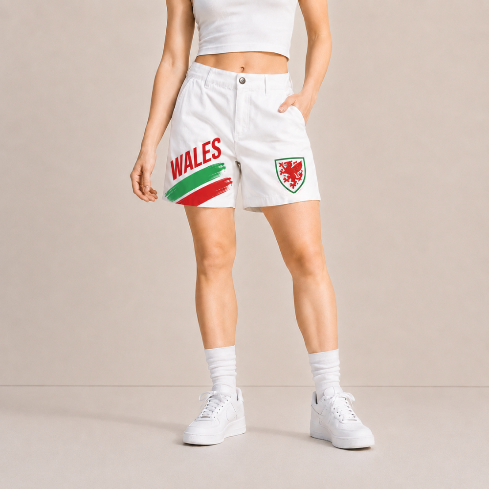 World Cup 2026 Wales Football Fan Printed Twill Shorts