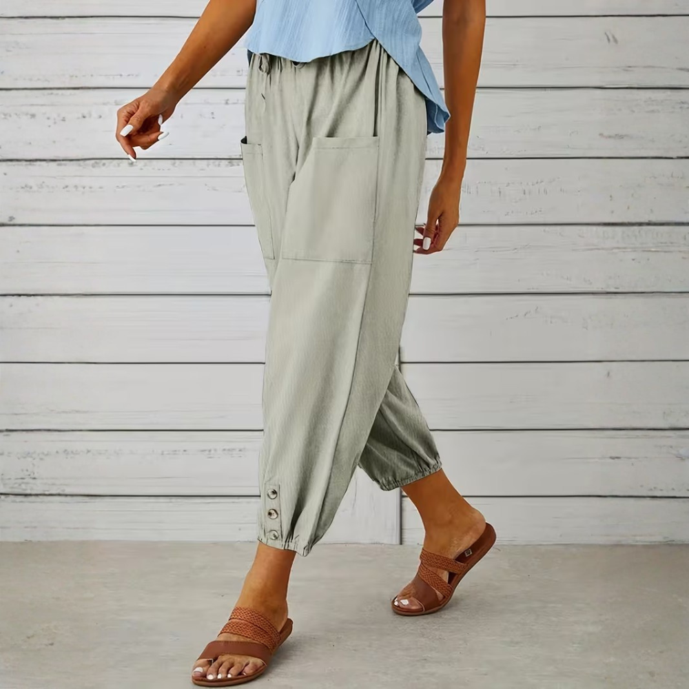 Casual Loose Drawstring Capri Pants For Women