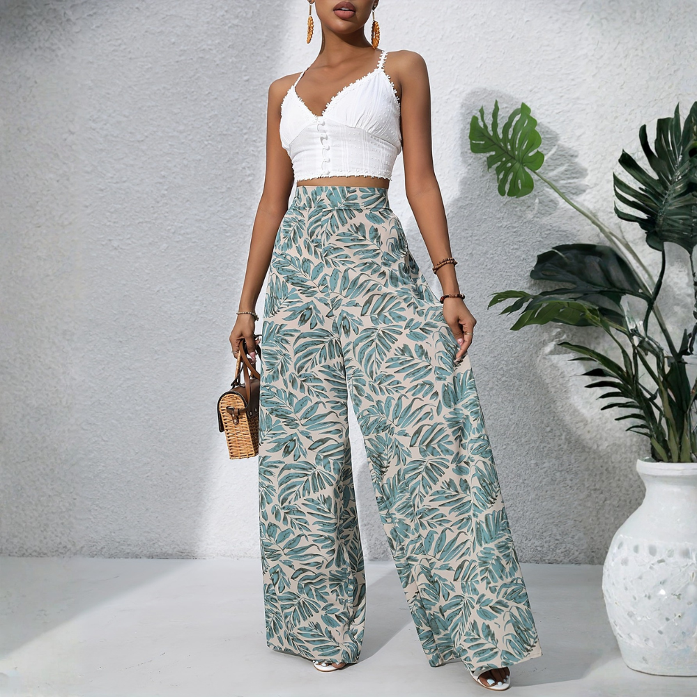 Bohemian Style Wide Vacation Themed Pants For Women