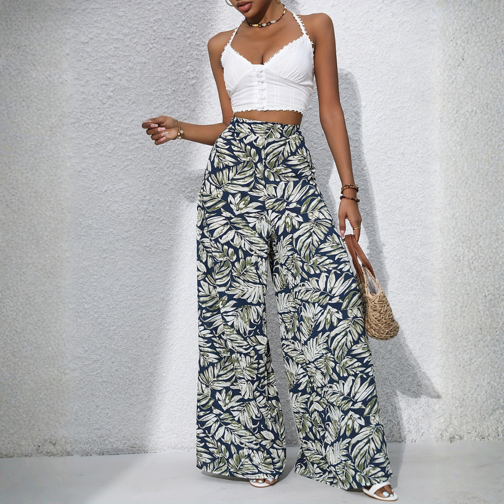 Bohemian Style Wide Vacation Themed Pants For Women