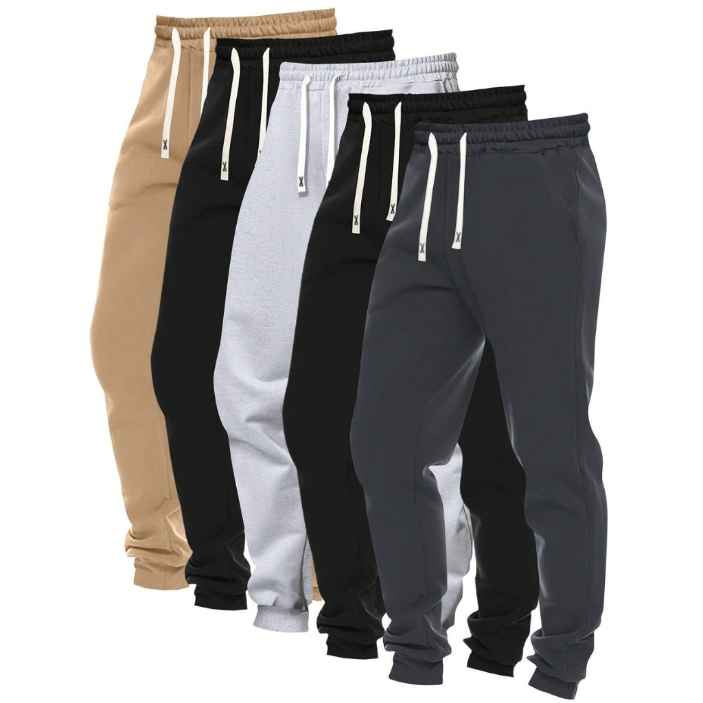 5 Pieces Minimalist Jogger Sport Pants With Drawstring For Men