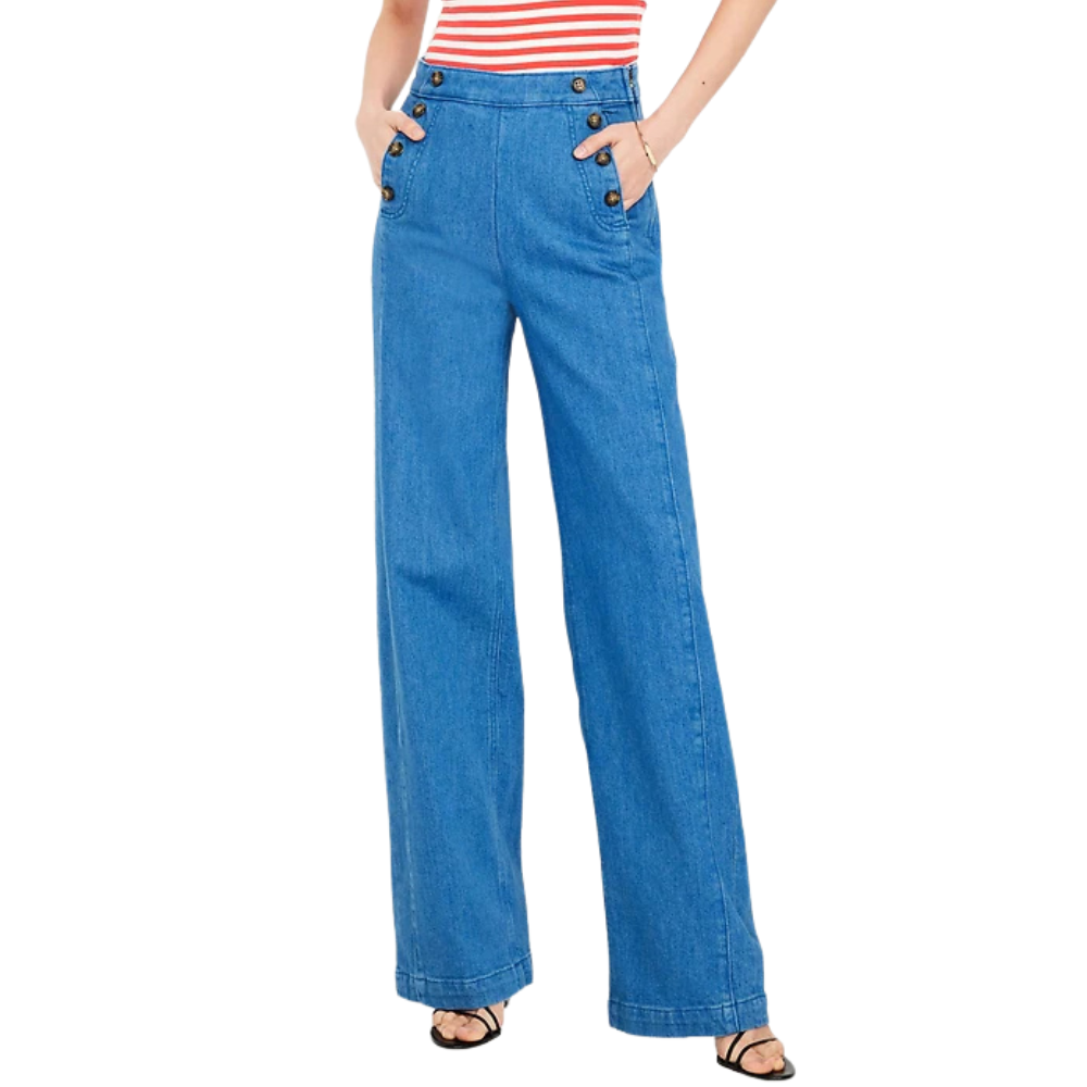High Rise Full Length Wide Leg Denim Pants-My Comfy PantHigh Rise Full Length Wide Leg Denim Pants - Image 1