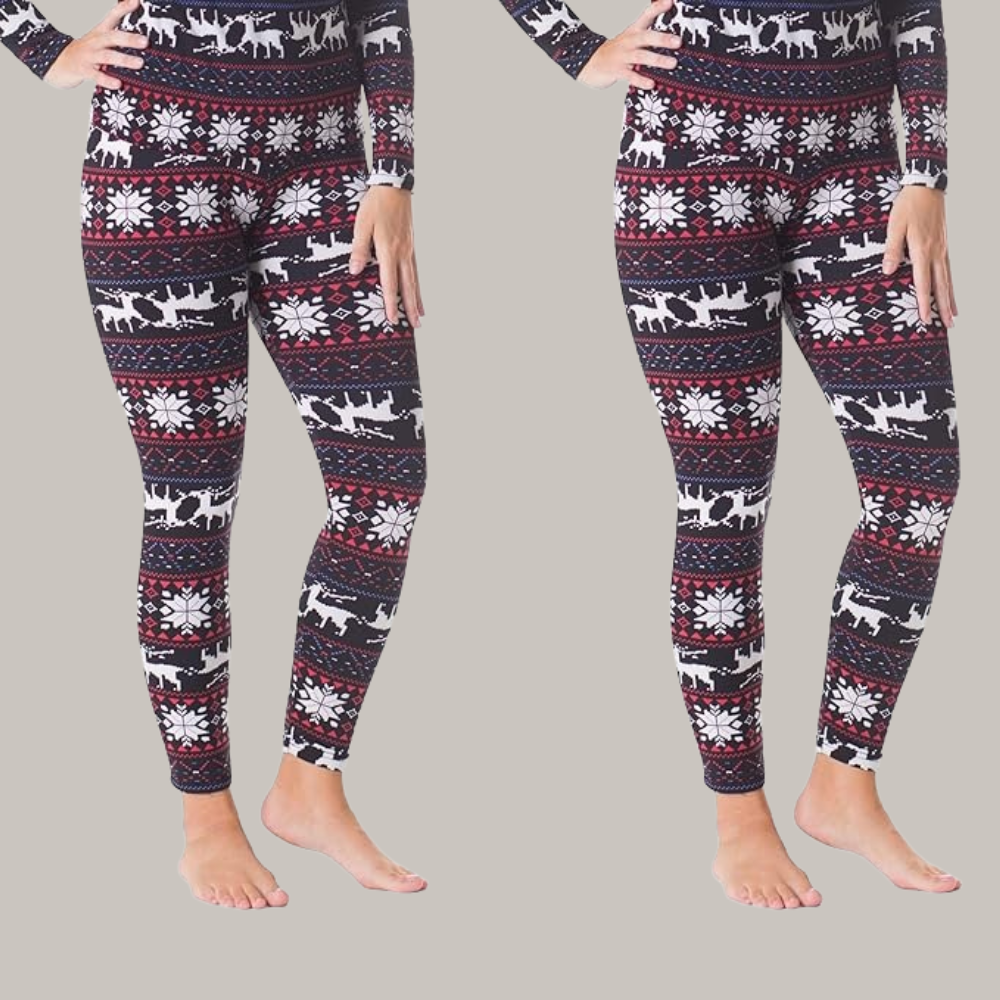 Pack Of 2 Women Printed Insulated Thermal Leggings For Skiing