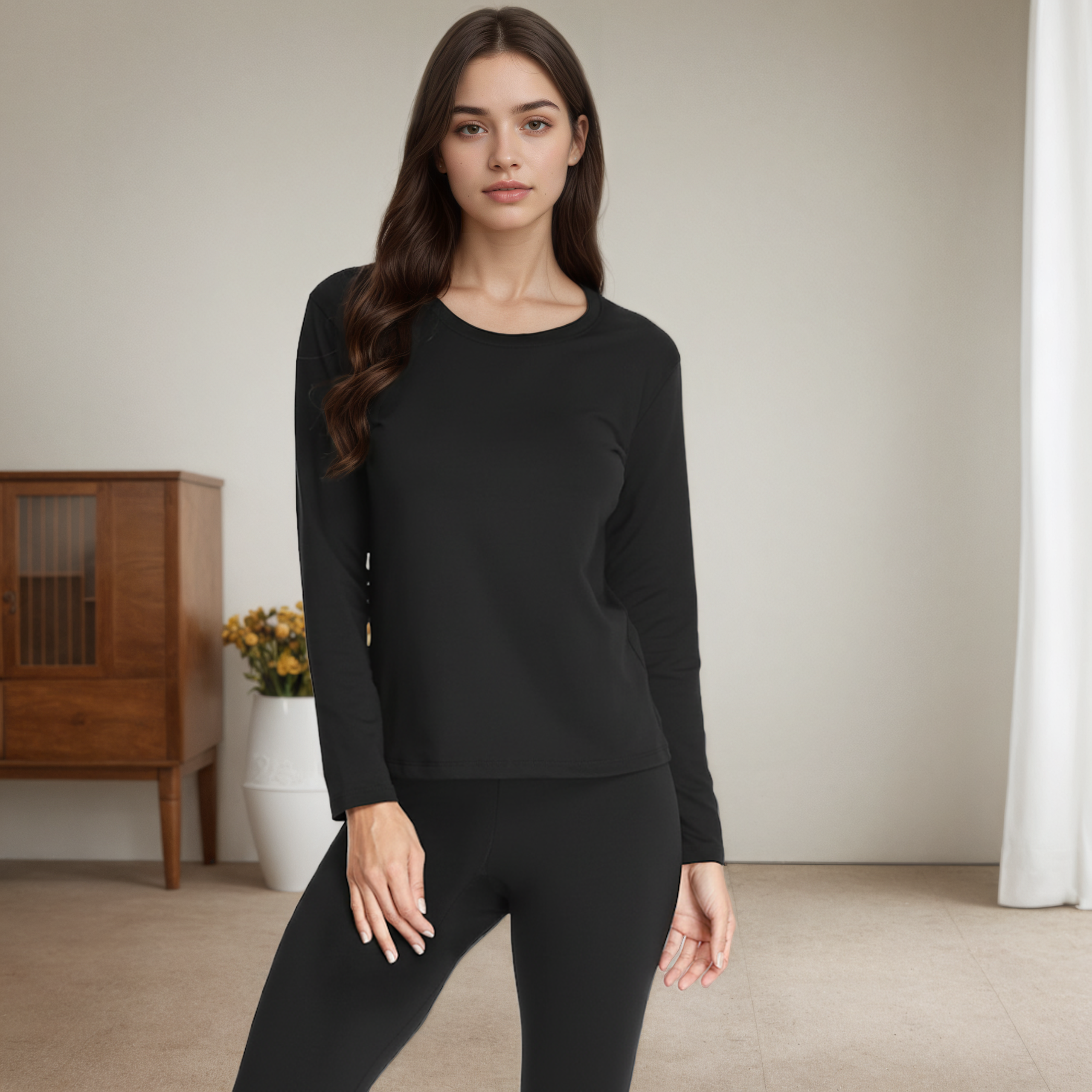 Women Thermal Underwear Set Long Johns Base Layer Top And Bottom