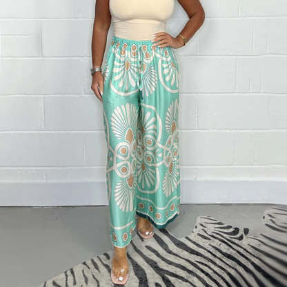Floral Contrast Wide Palazzo Trousers-My Comfy Pant