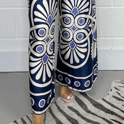 Floral Contrast Wide Palazzo Trousers-My Comfy Pant