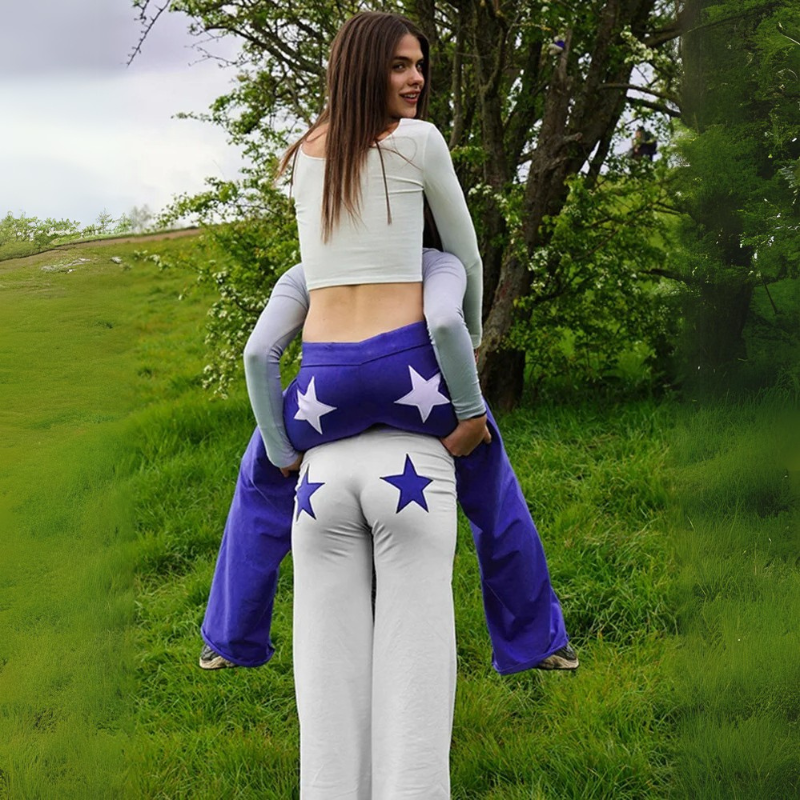 Star Printed Wide Length Lounge Joggers-My Comfy Pant