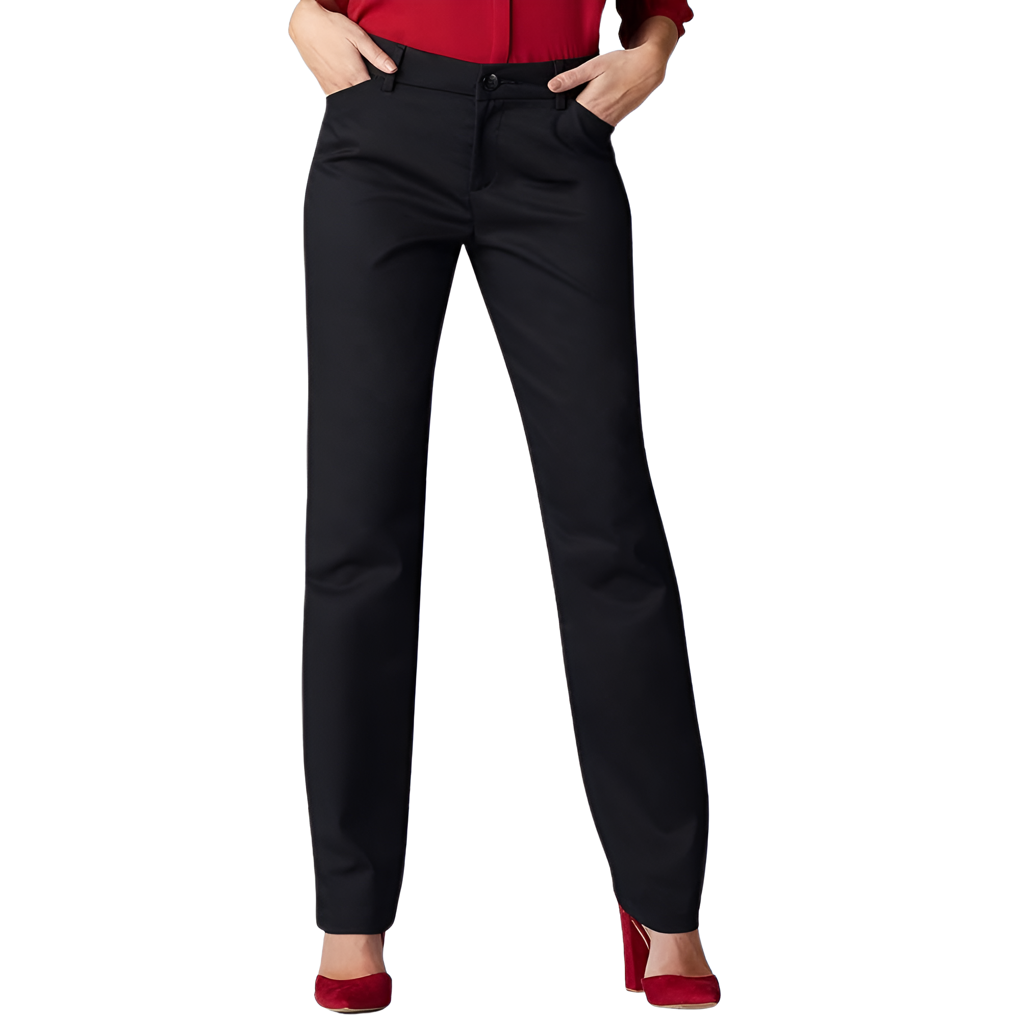 Comfortable Mid Rise Work Trousers For Women 