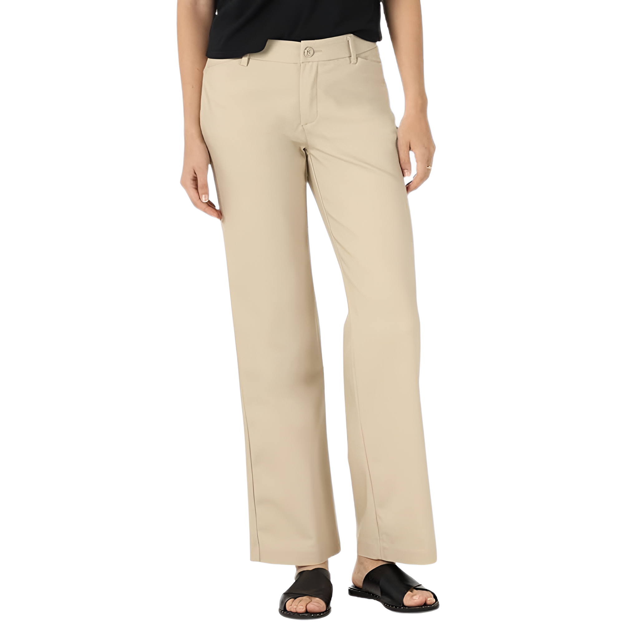 Mid Rise Regular Fit Work Trousers Pants For Women
