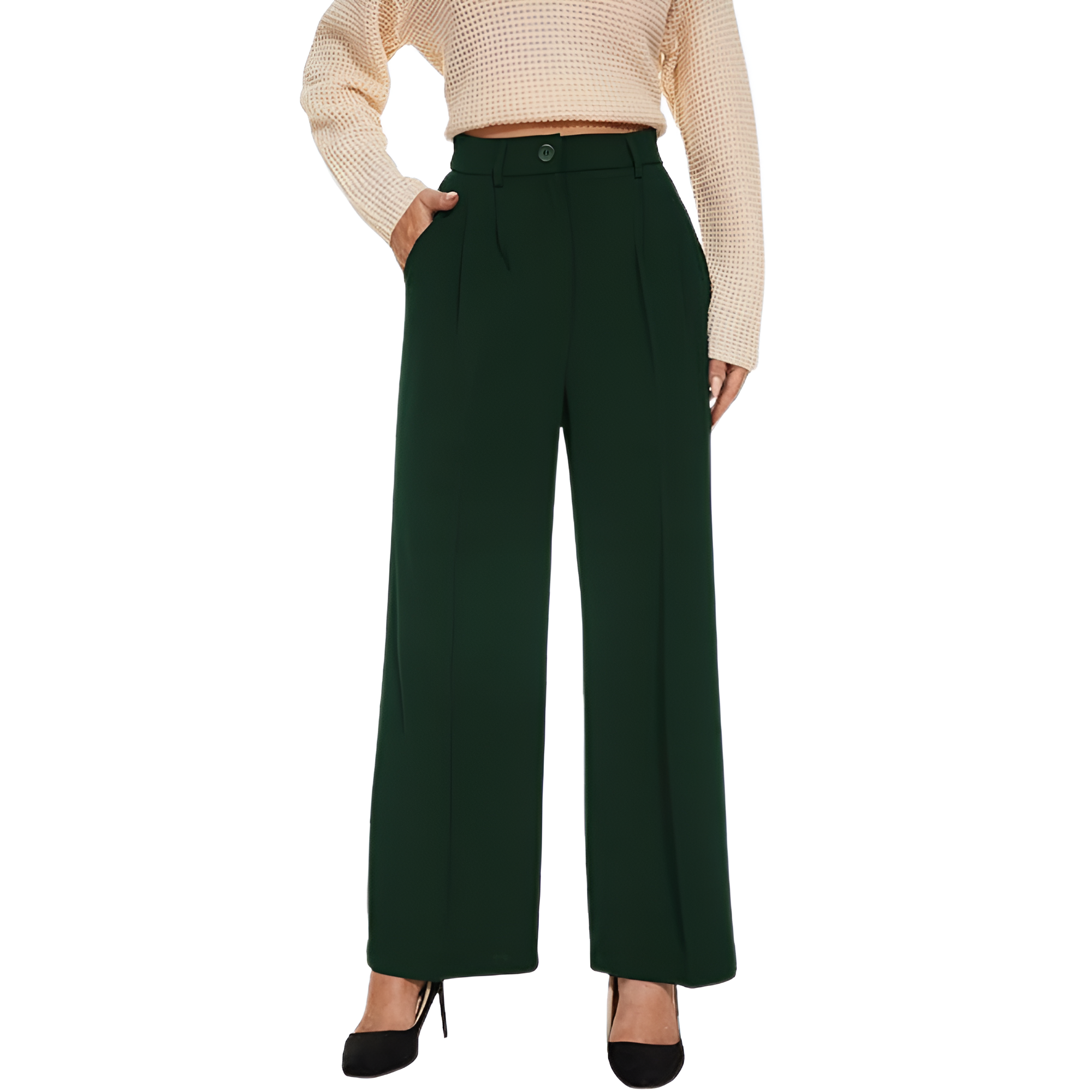 High Rise Long Straight Work Suit Pants For Women