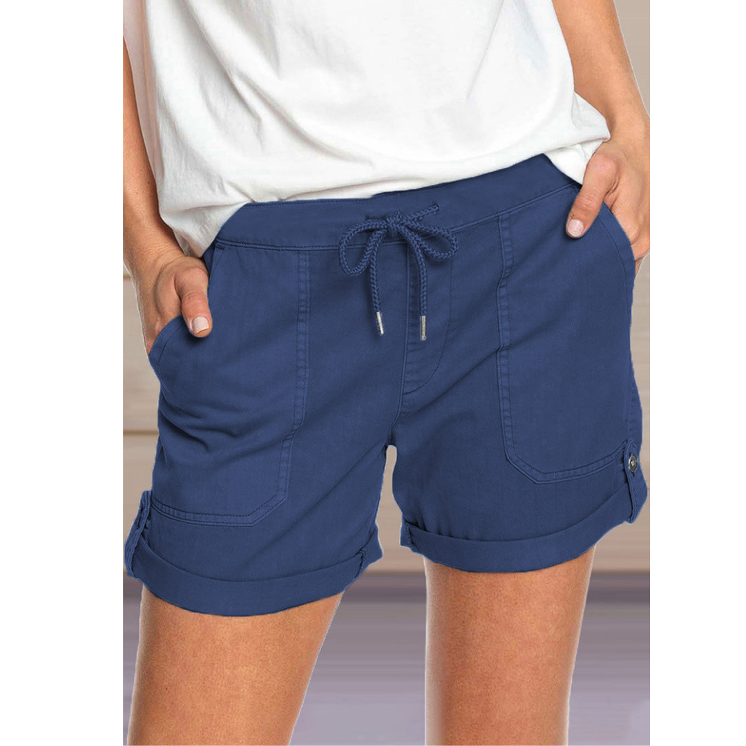 Solid Color Straight Leg Casual Shorts-My Comfy Pant