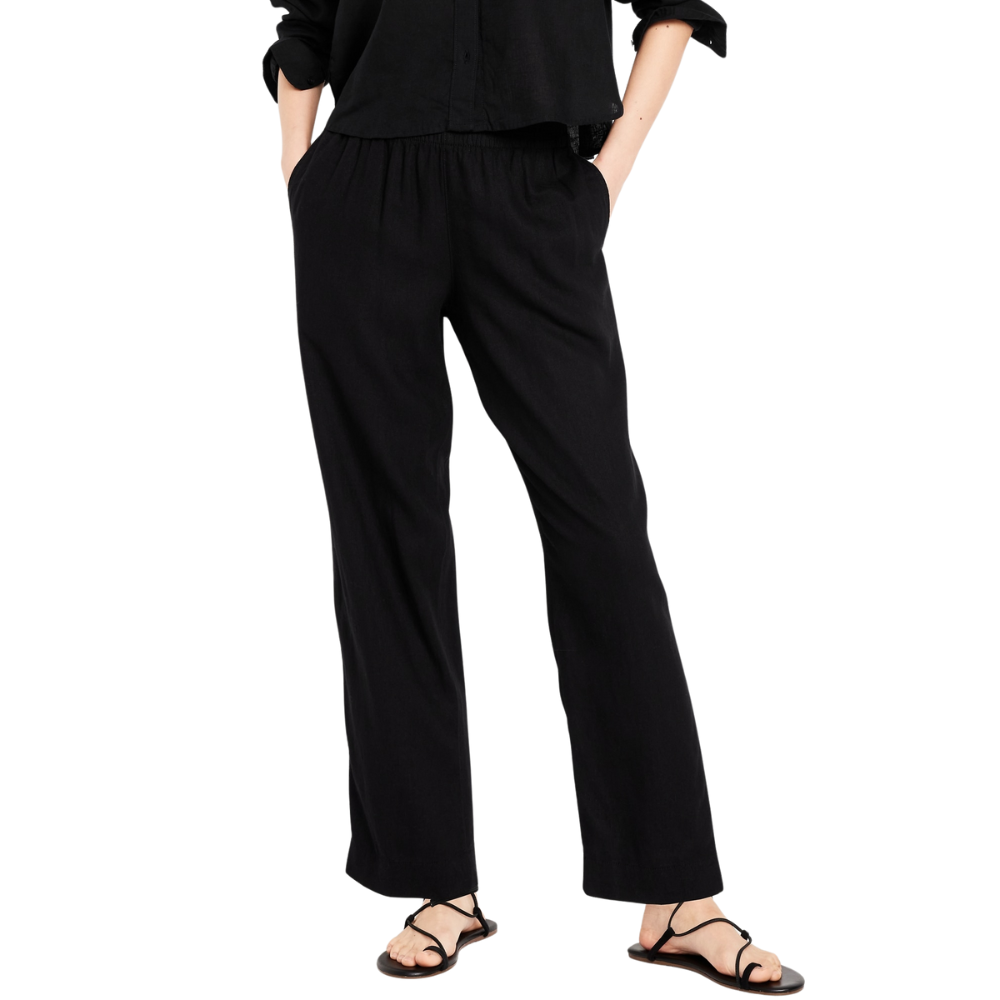 High Rise Linen Blend Straight Pants-My Comfy Pant