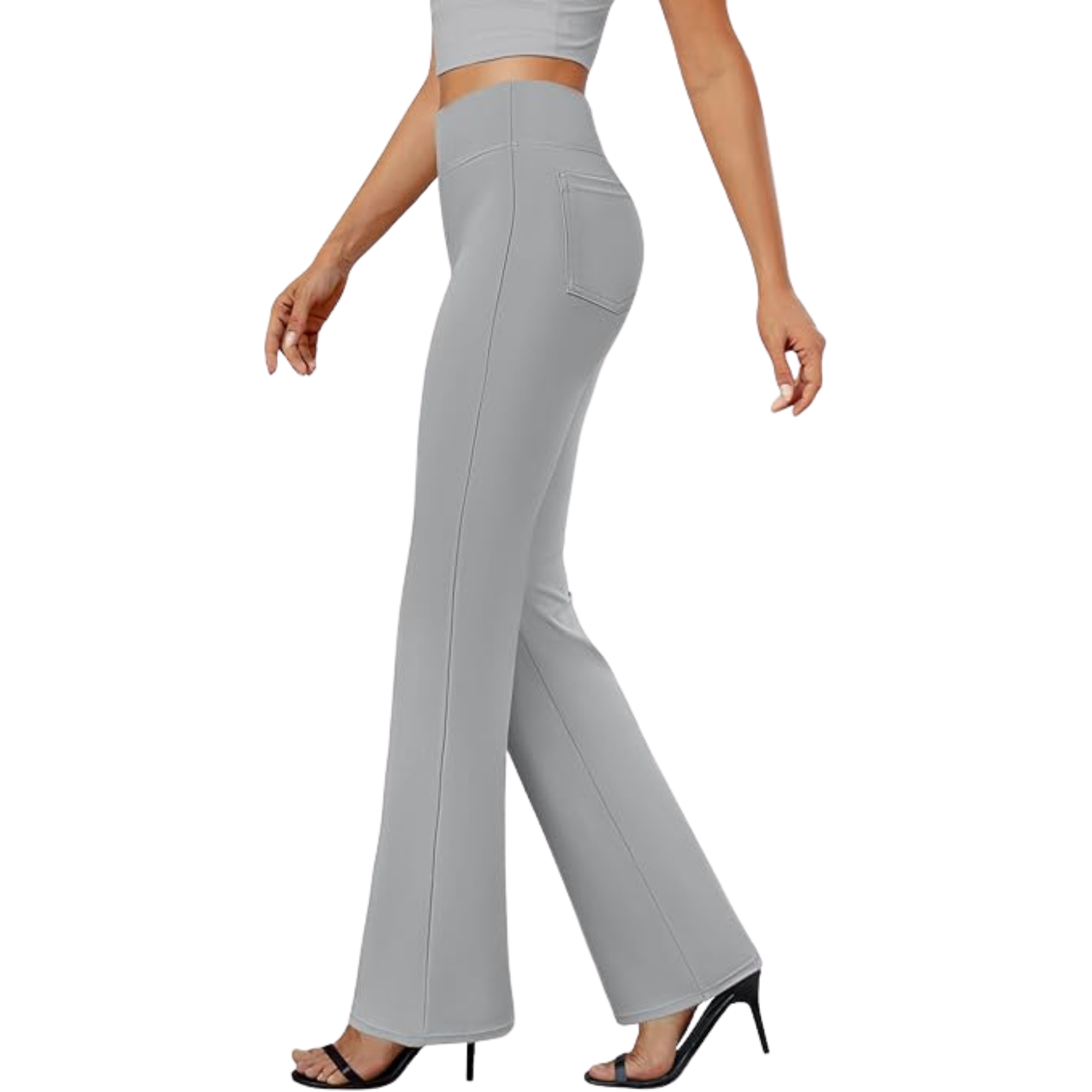 Bootcut Design High Rise Stretchy Trousers With Pockets For Women