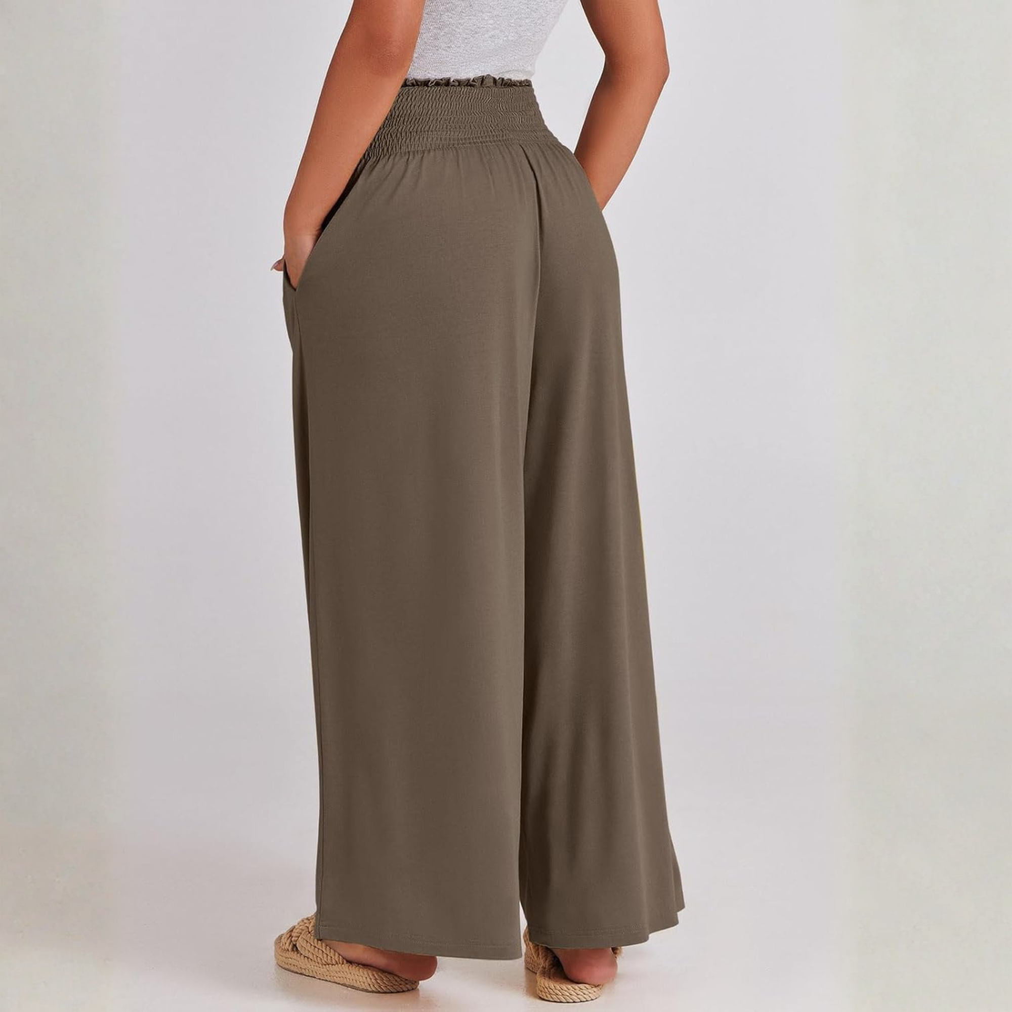 Boho Wide Leg Palazzo Lounge Pants with Pockets
