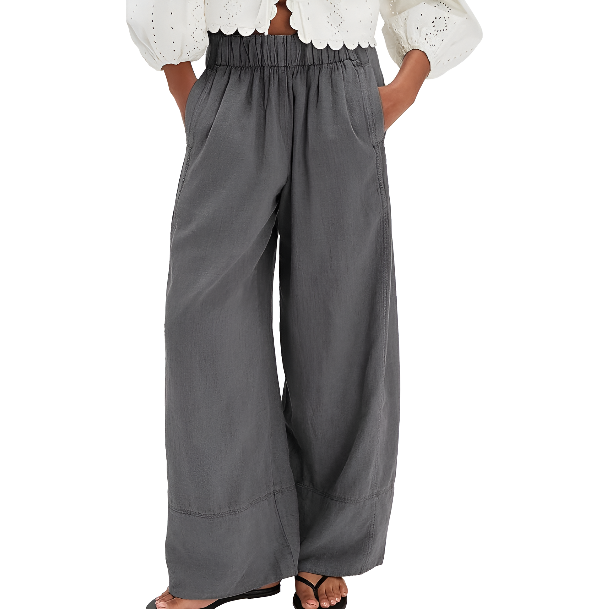  Pants for Women Cotton Baggy Boho Casual Palazzo Pants Wide Leg 