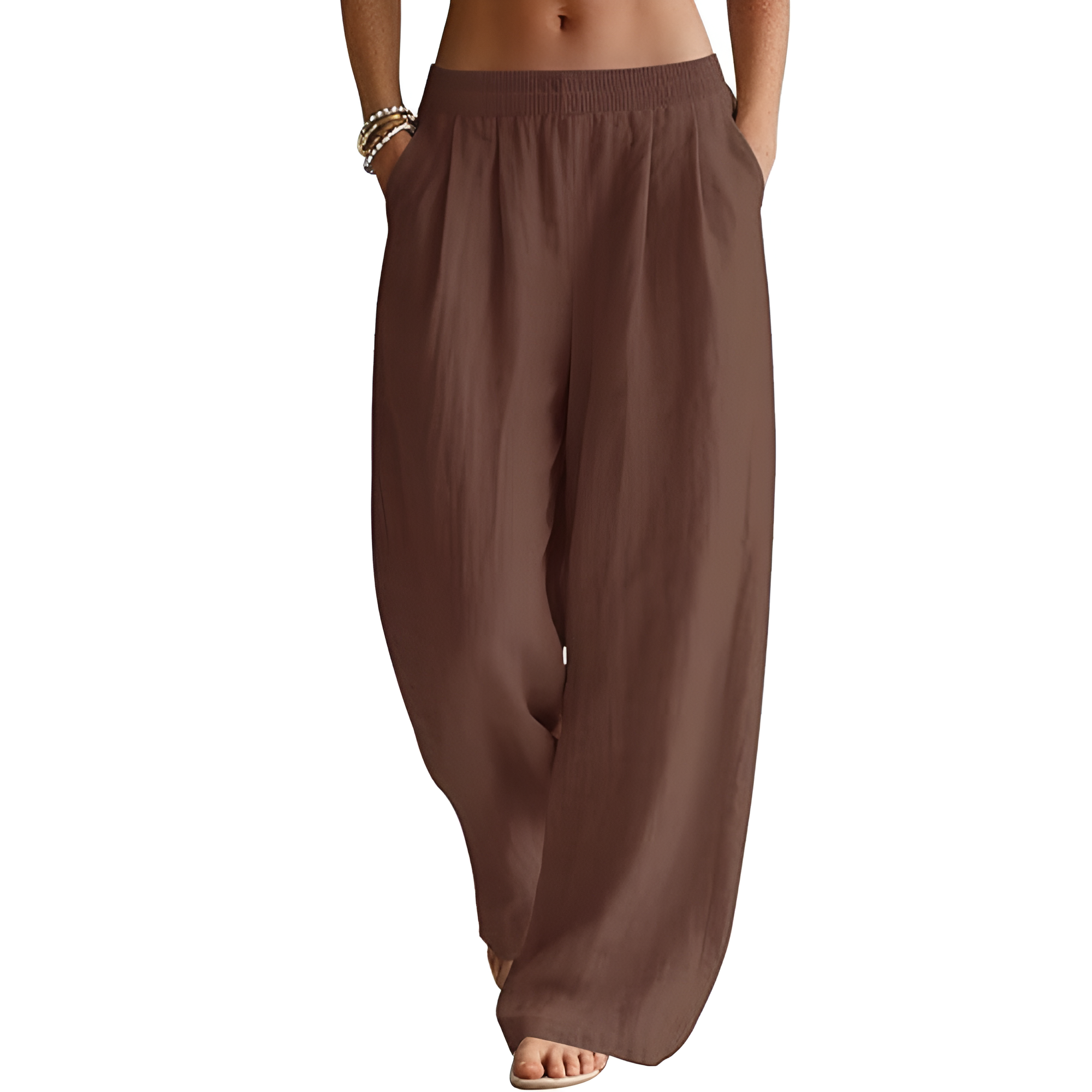 [Copy]High Waist Cropped Wide PantsWide Fit Summer Flowy Palazzo Pants For Women  - Image 8