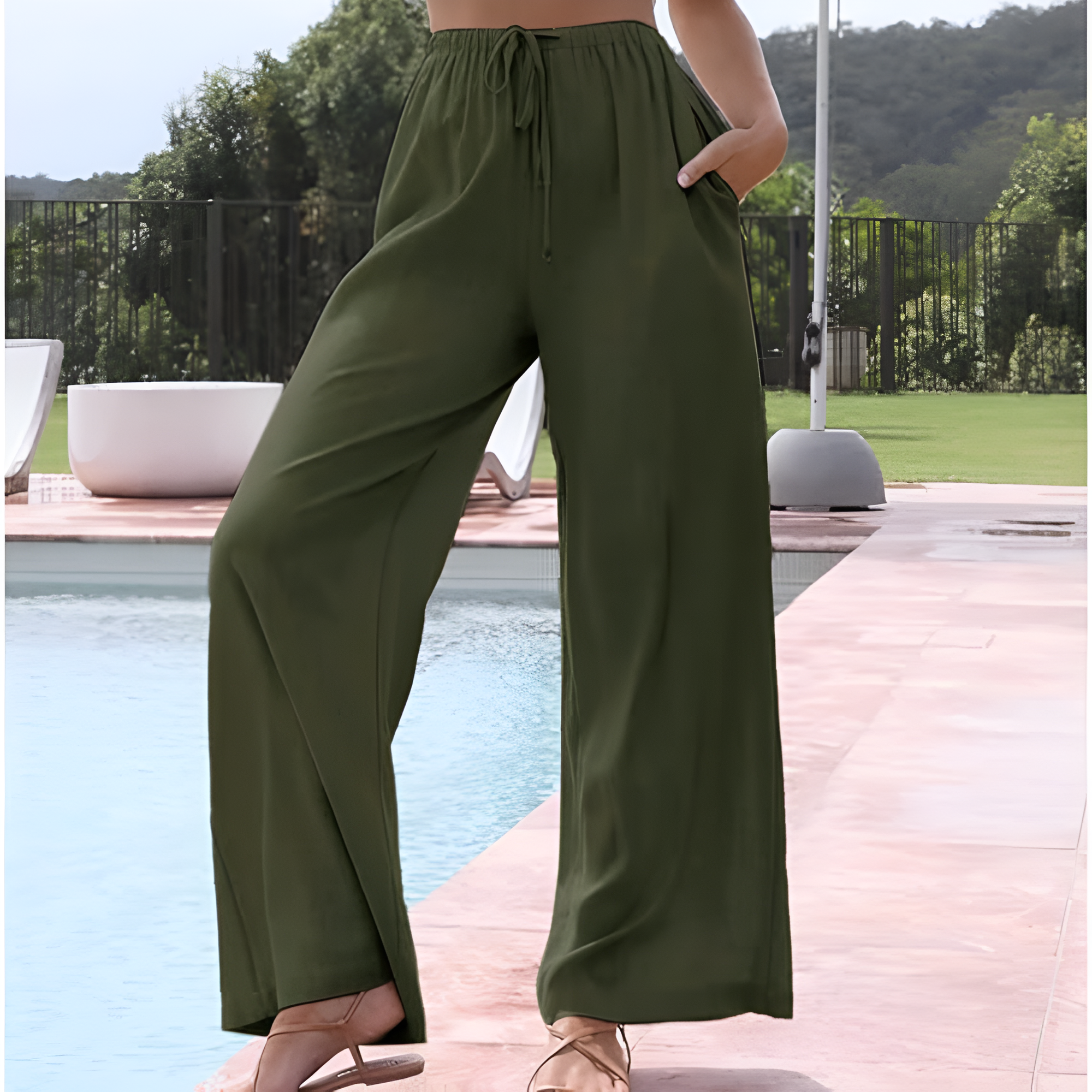 Women Cotton Linen Wide Leg Pants