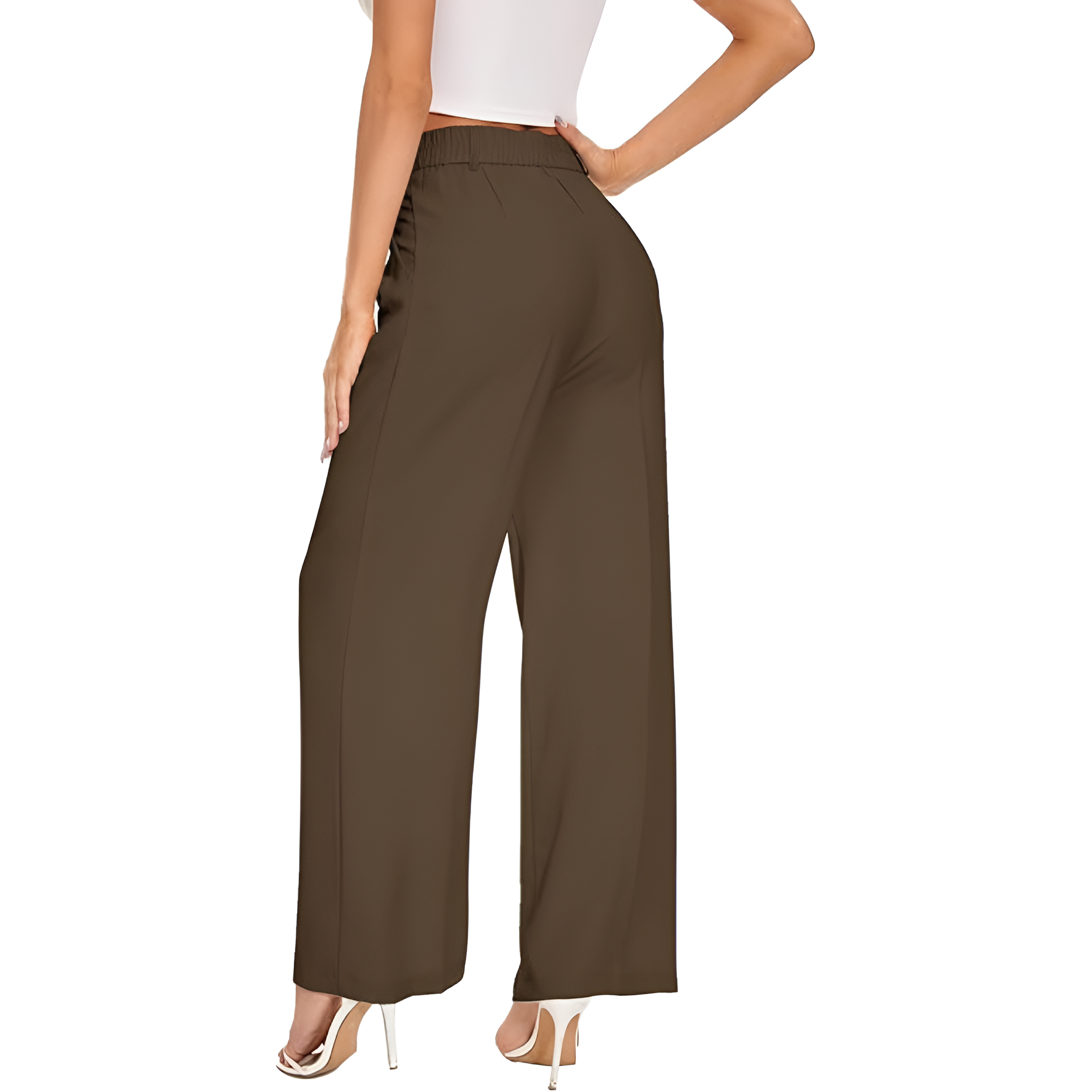 High Rise Long Straight Work Suit Pants For Women
