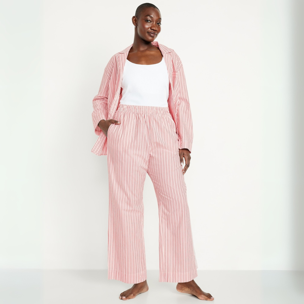 High Rise Printed Poplin Pants-My Comfy Pant