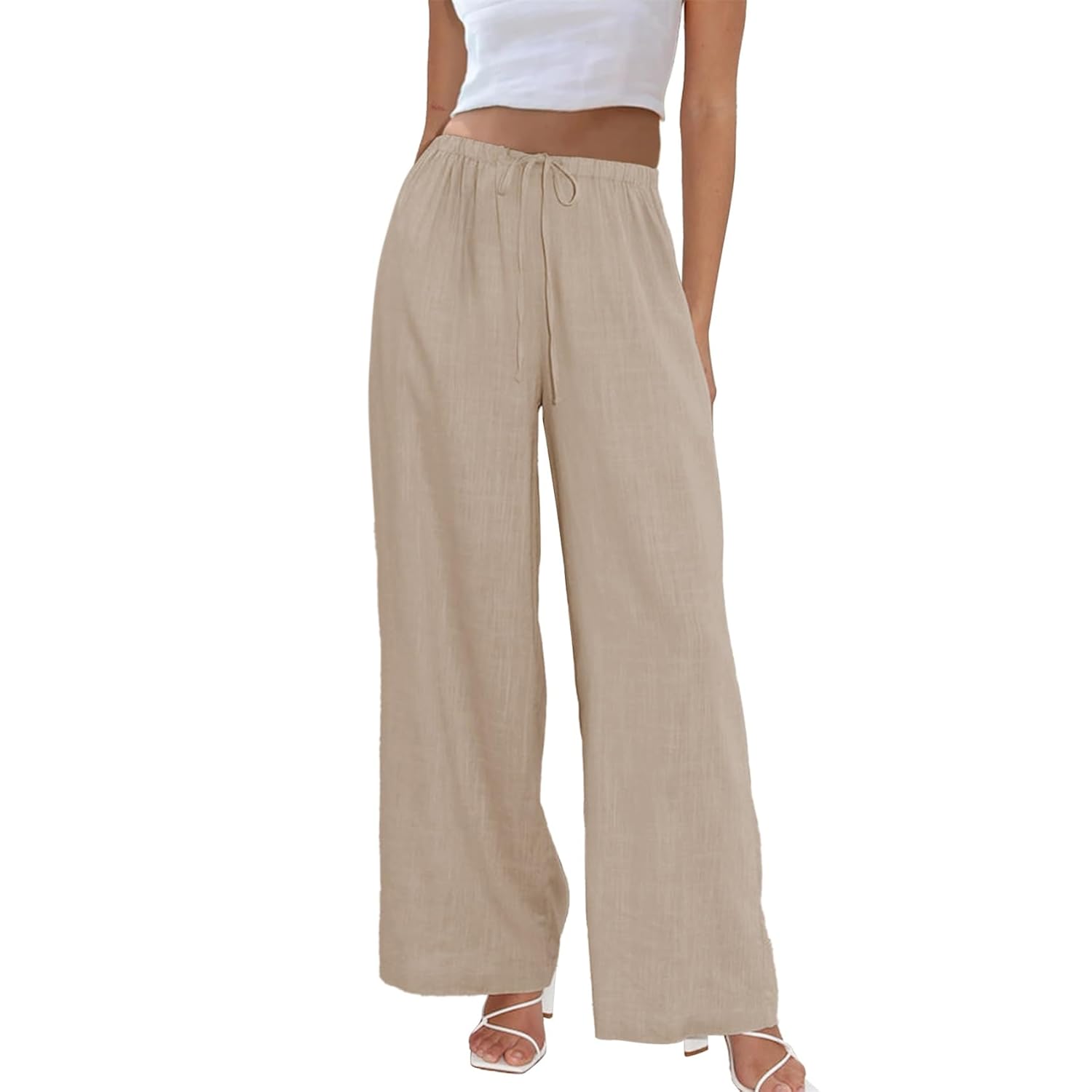 Casual Wide Palazzo Pants With Drawstring For Women