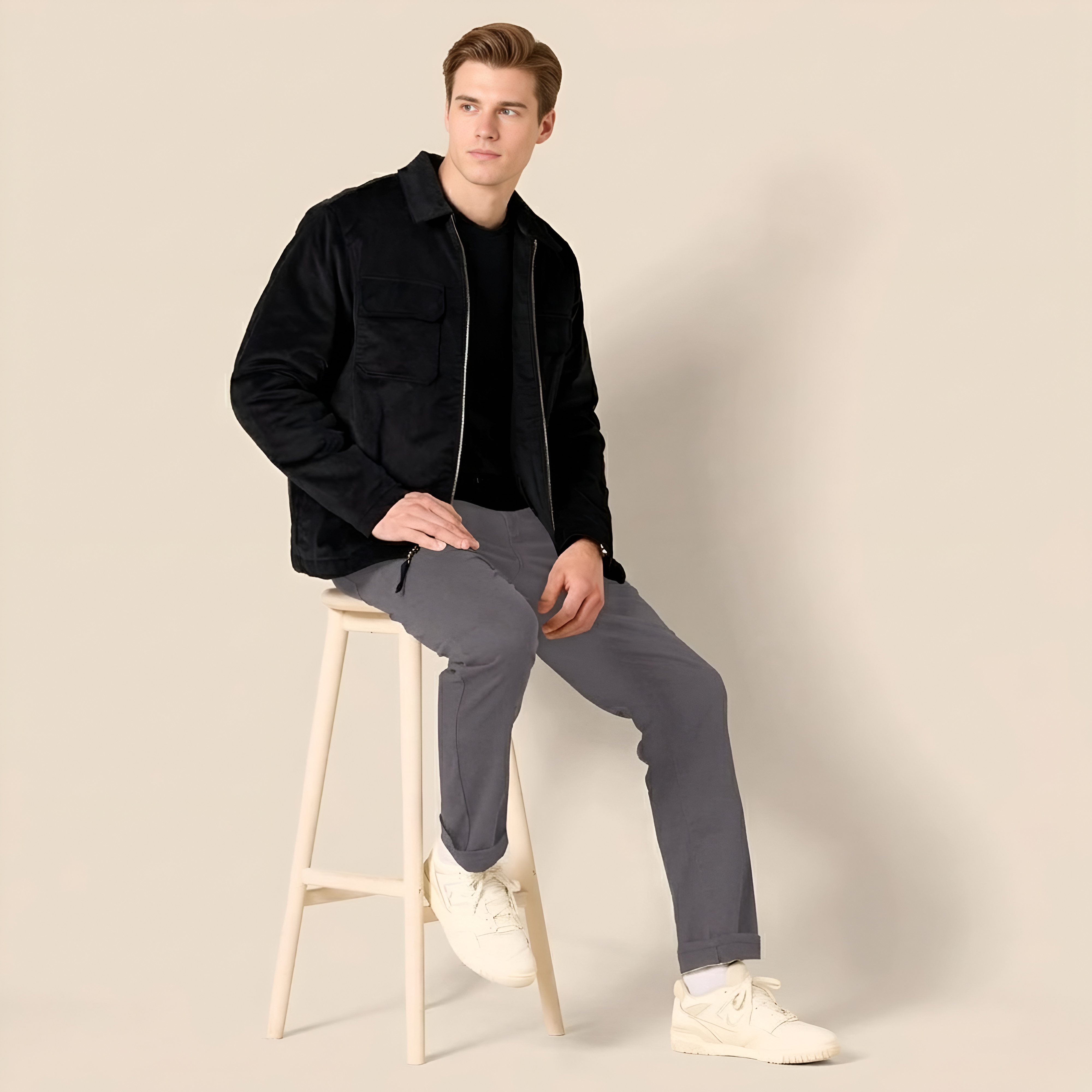 Stretch Twill Slim Fit Casual Pants With Five Pocket Design For Men