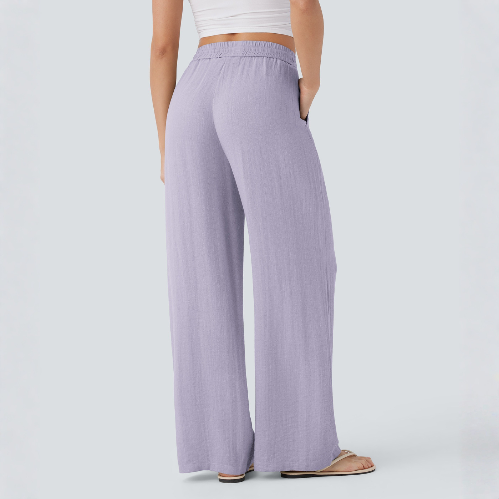 High Waisted Drawstring Casual Linen Pants WIth Pockets