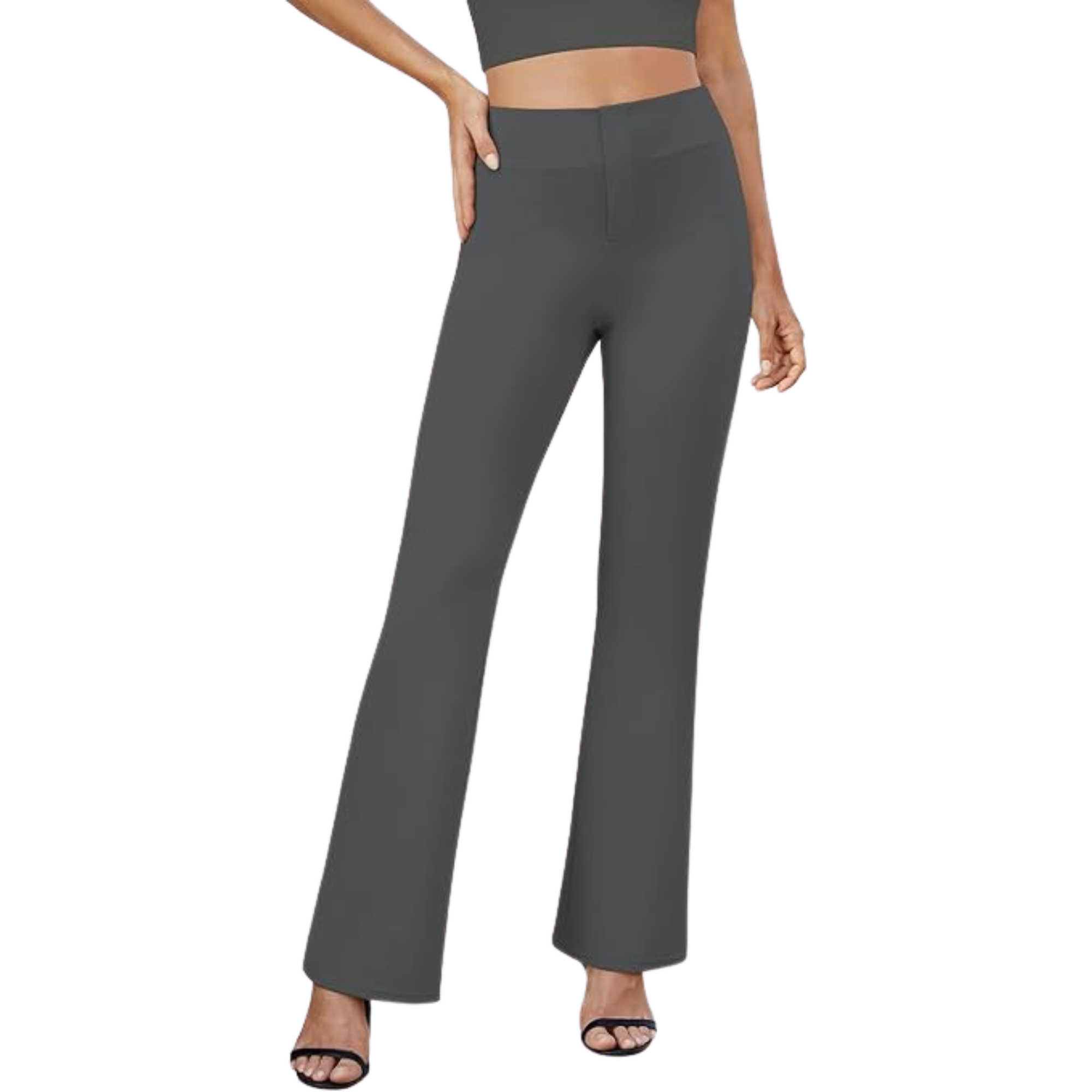 Bootcut Design High Rise Stretchy Trousers With Pockets For WomenBootcut Design High Rise Stretchy Trousers With Pockets For Women - Image 8