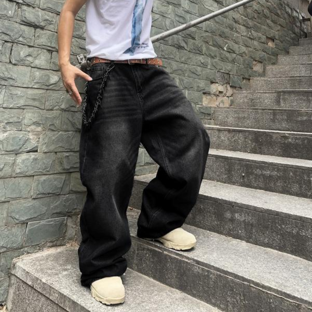 Structured Saturated Wide Cut Vintage Pants