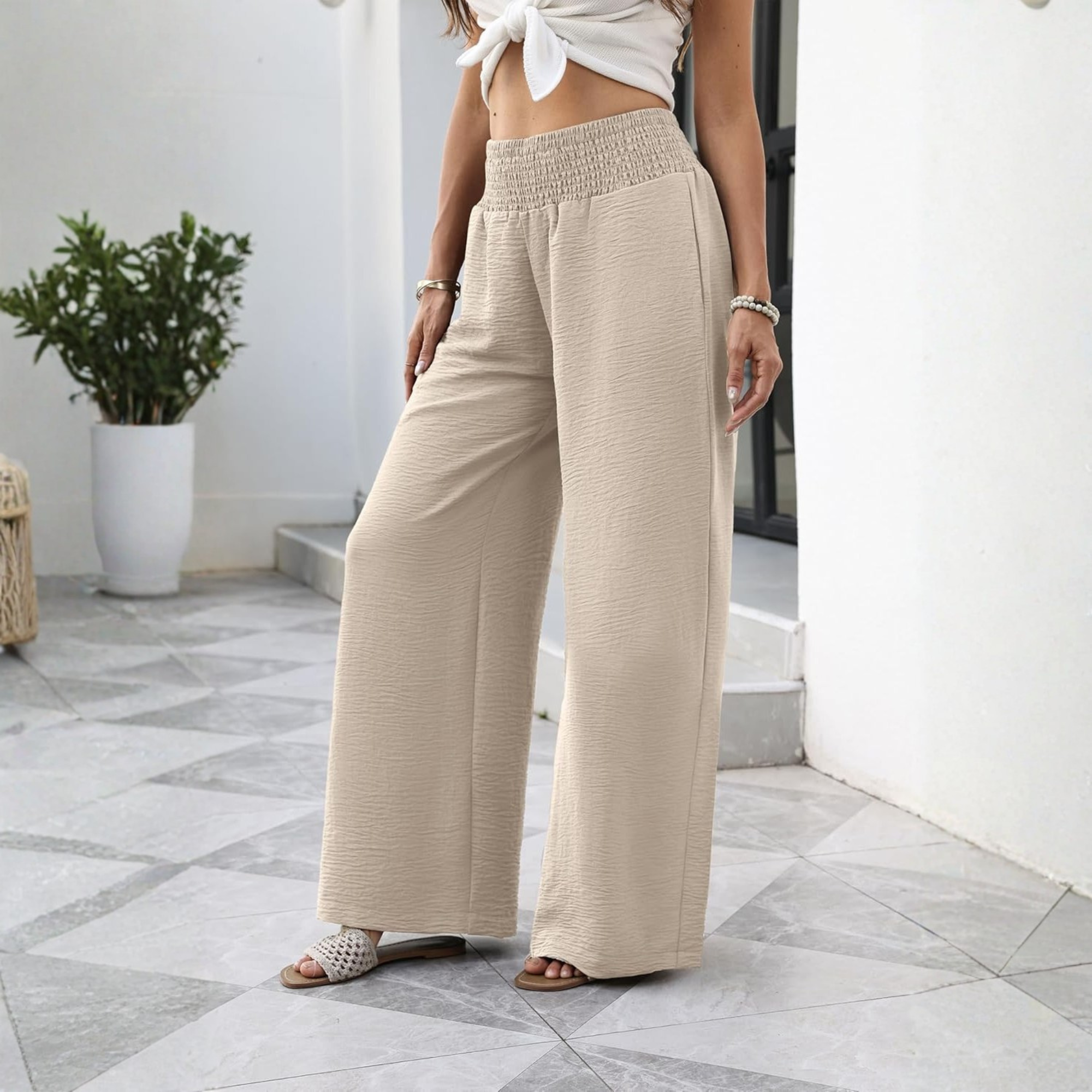 High Waist Wide Leg Lounge Pants with Side Pockets