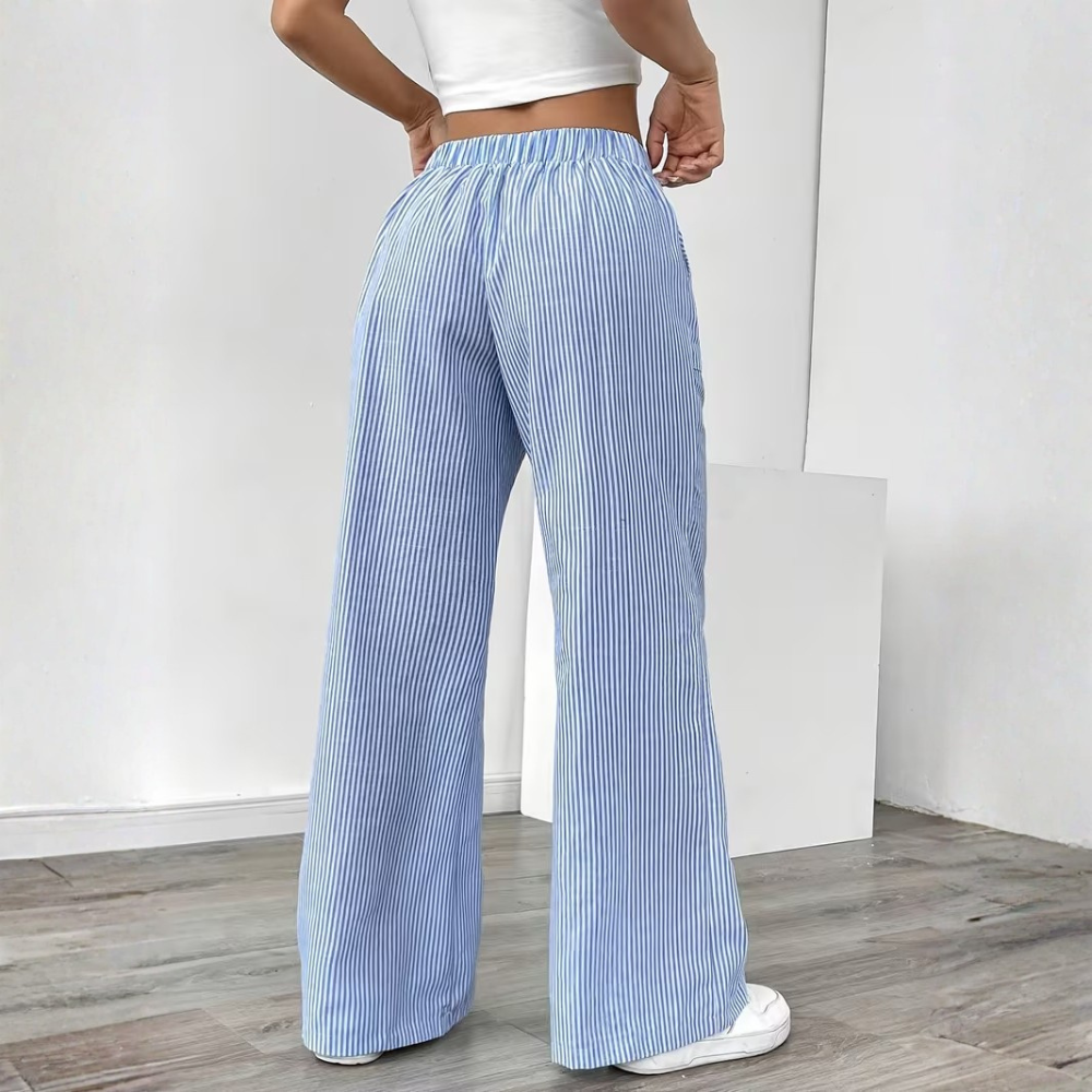 Elegant Casual Commuter Striped Loose Fit Pants For Women