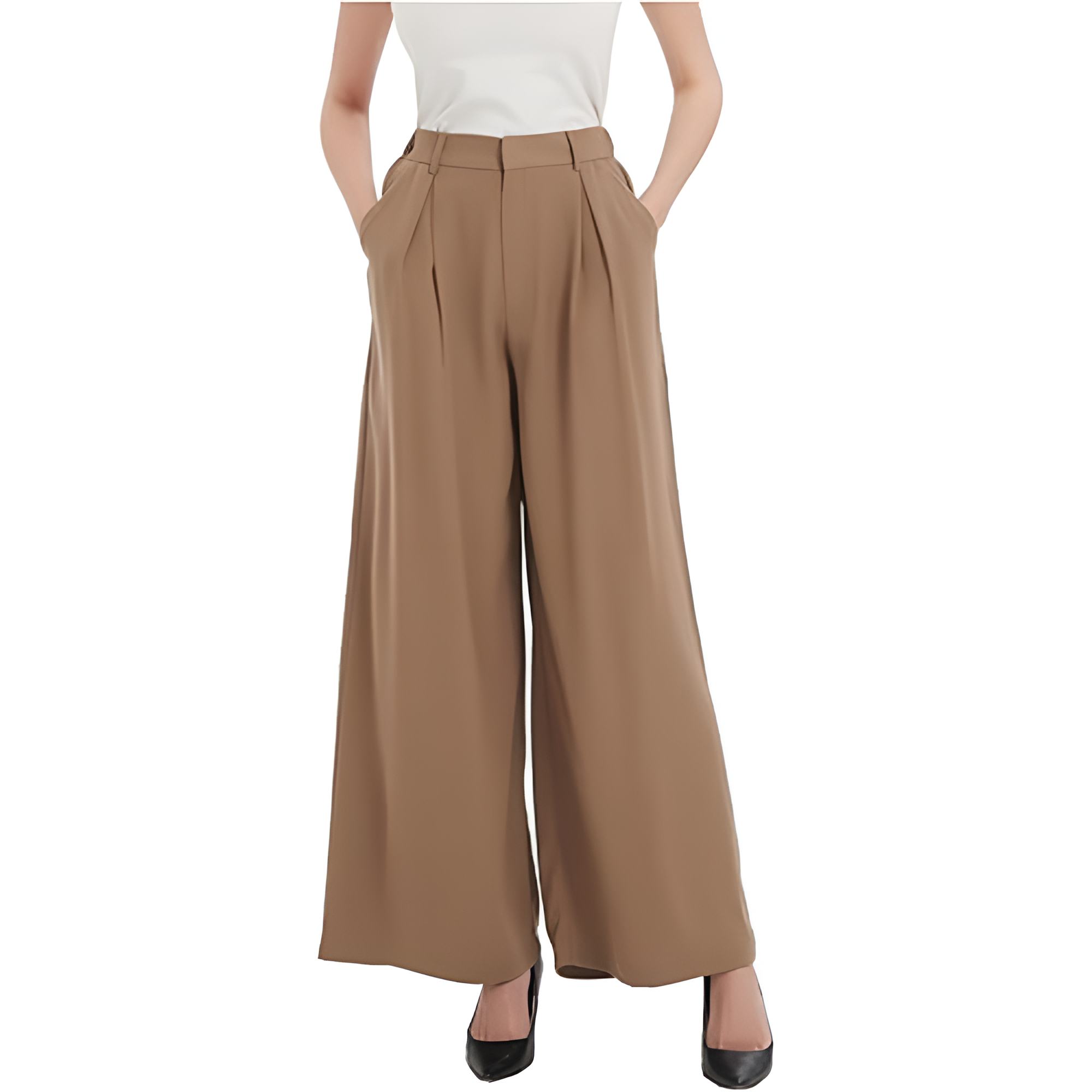 Women High Waist Casual Wide Leg Long Palazzo Pants Trousers Regular Size