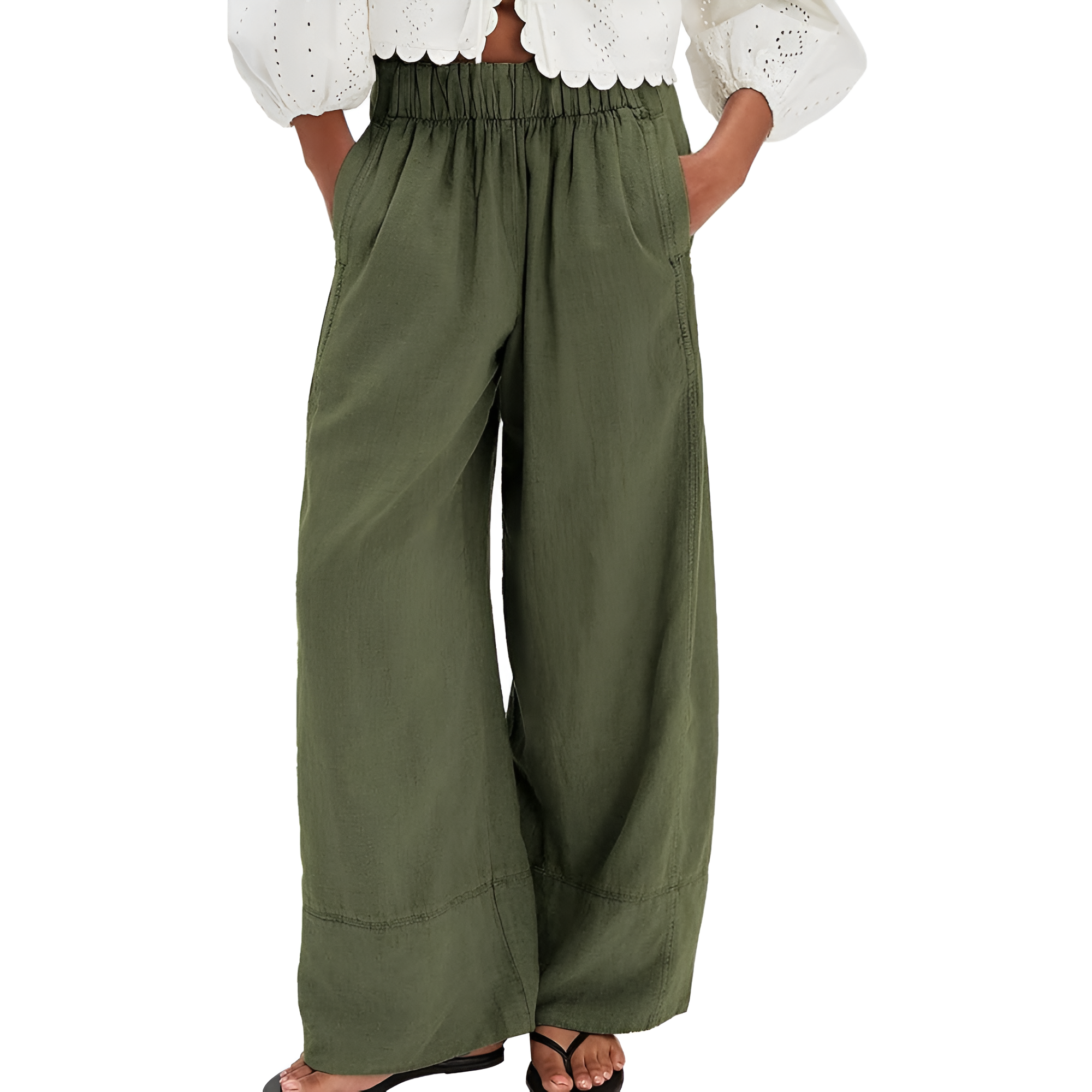  Pants for Women Cotton Baggy Boho Casual Palazzo Pants Wide Leg 