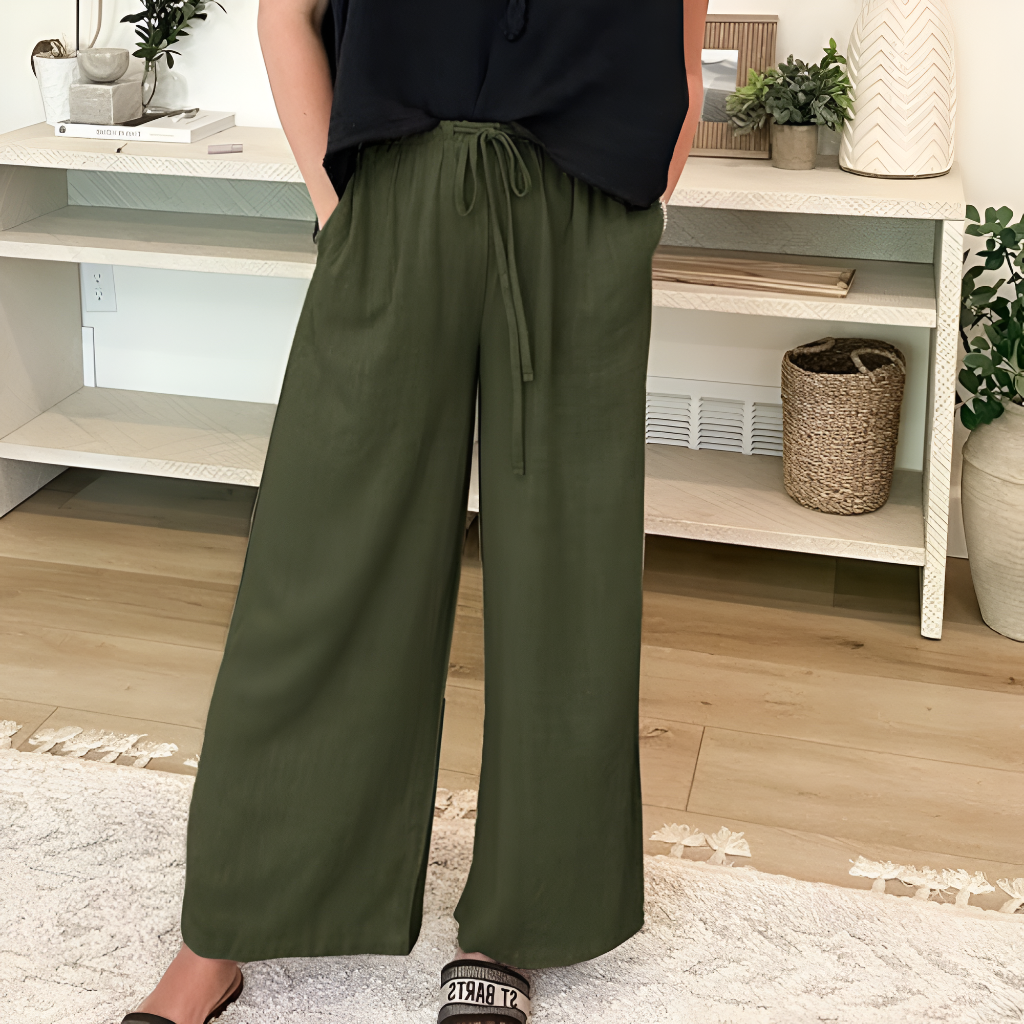 Women Cotton Linen Wide Leg Pants