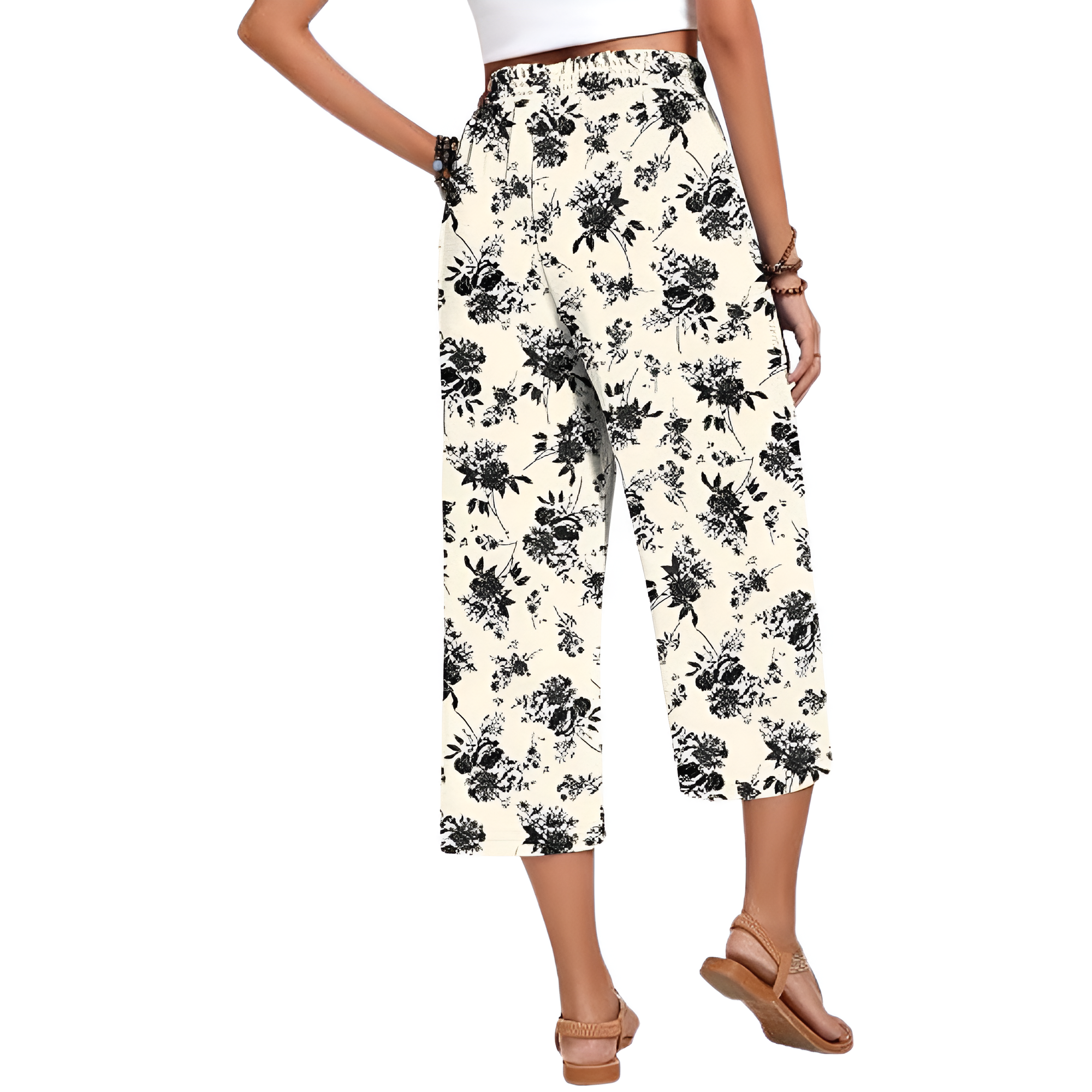Wide Fit Casual Capri Pants With Pockets For Women