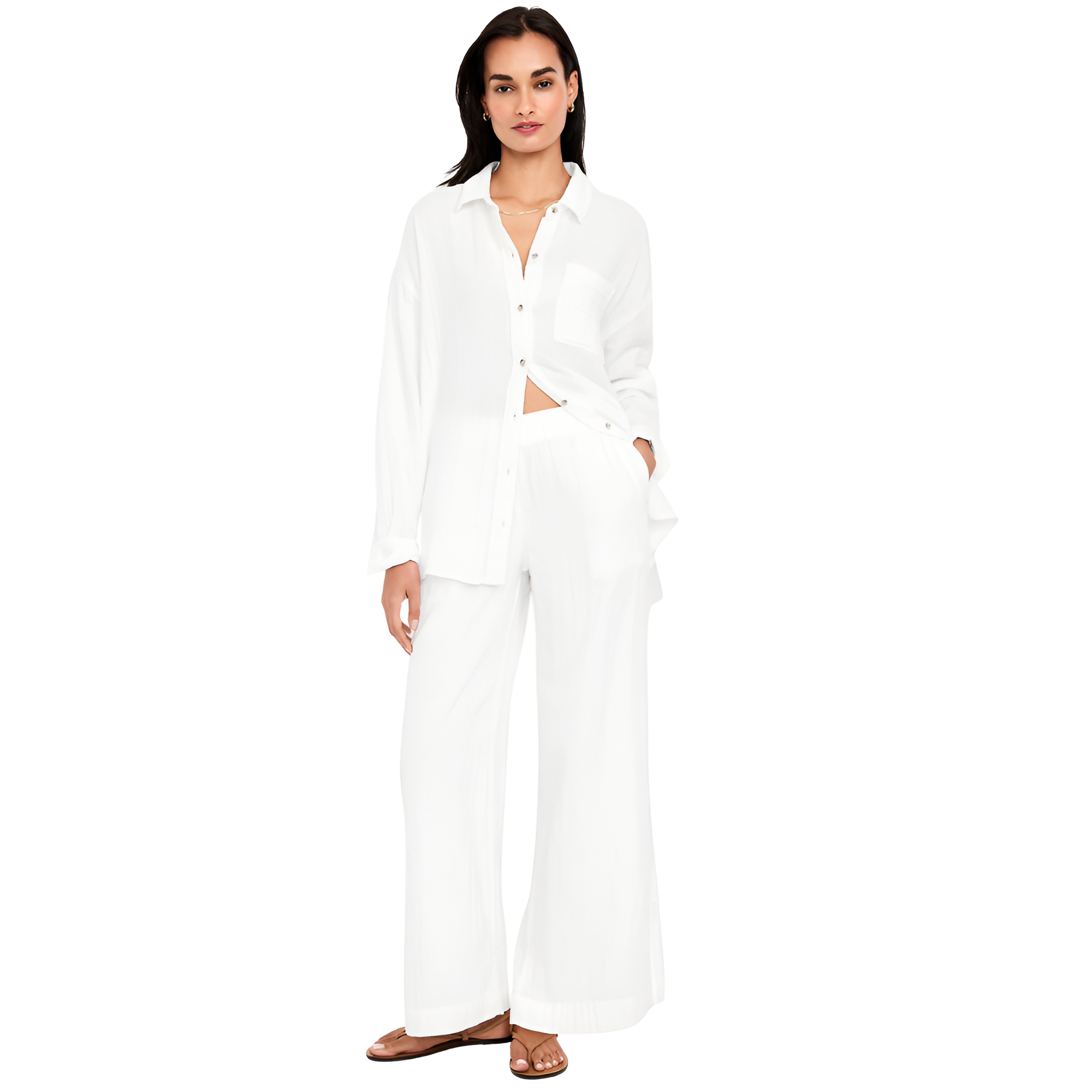 High Waisted Crinkle Gauze Super Wide Leg Pants-My Comfy Pant