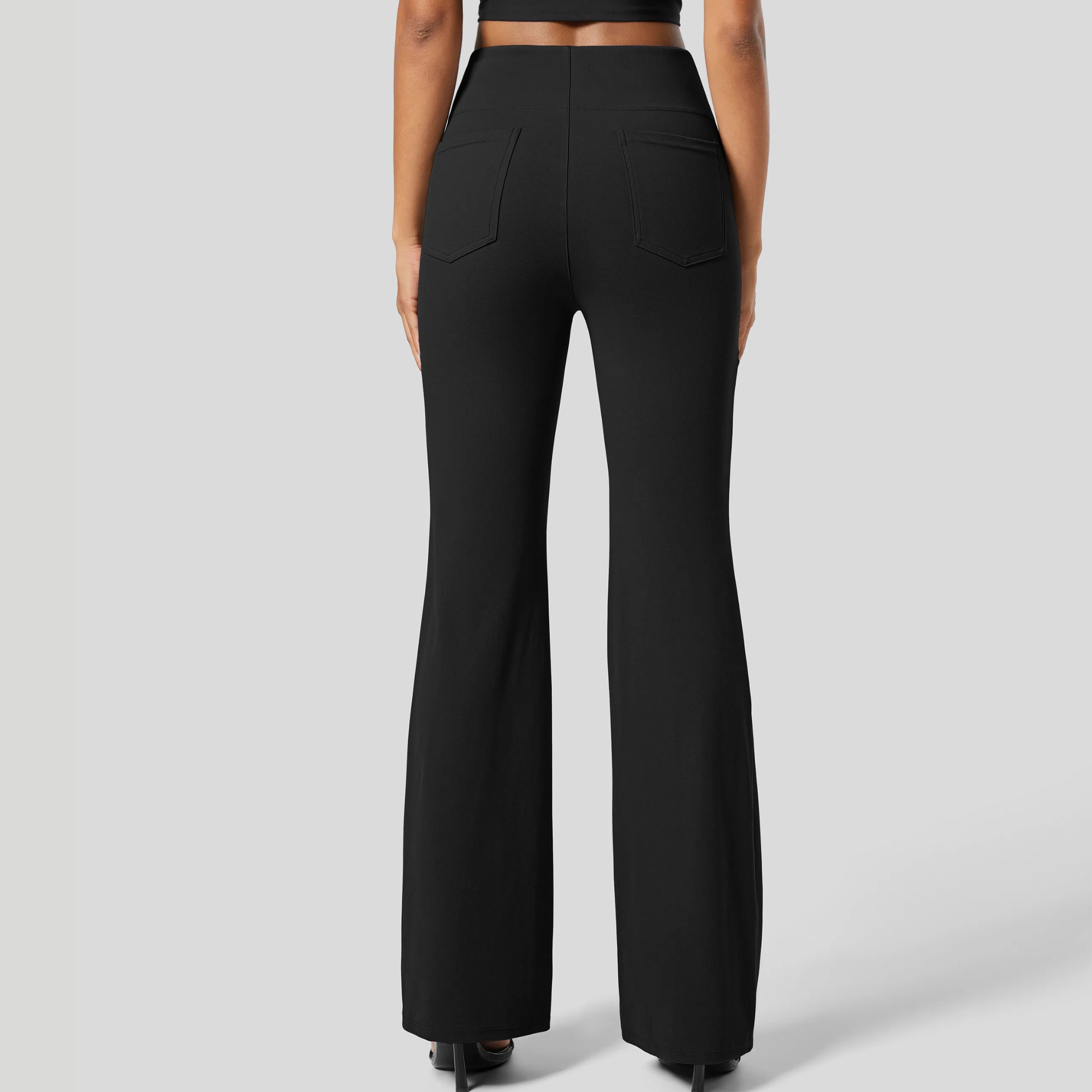 High Rise Back Side Pocket Slight Flare Work Pants